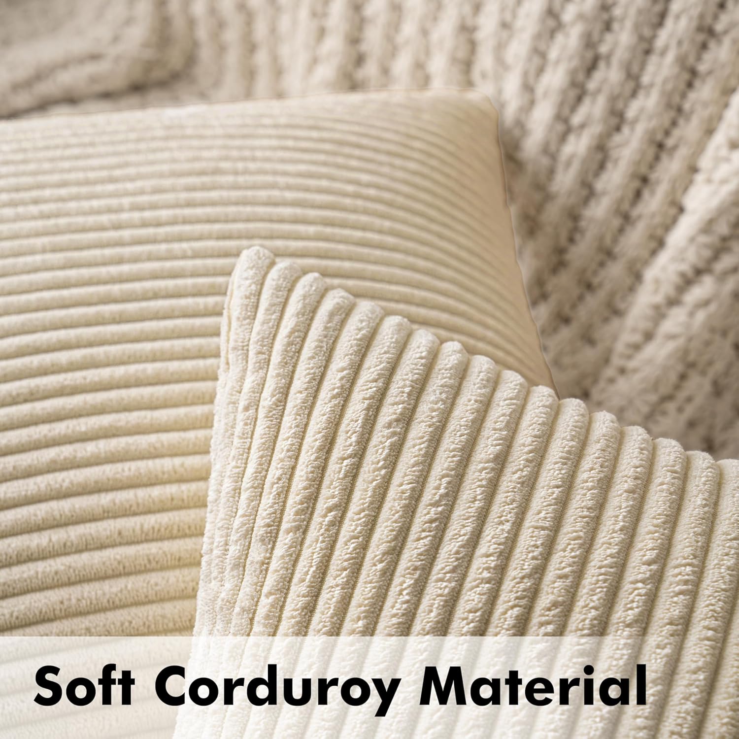 Thumbnail 1 de MIULEE 2er-Set Kissenbezüge aus Kord mit verstecktem Reißverschluss (50x50 cm / 20x20 Zoll) Cremegelb