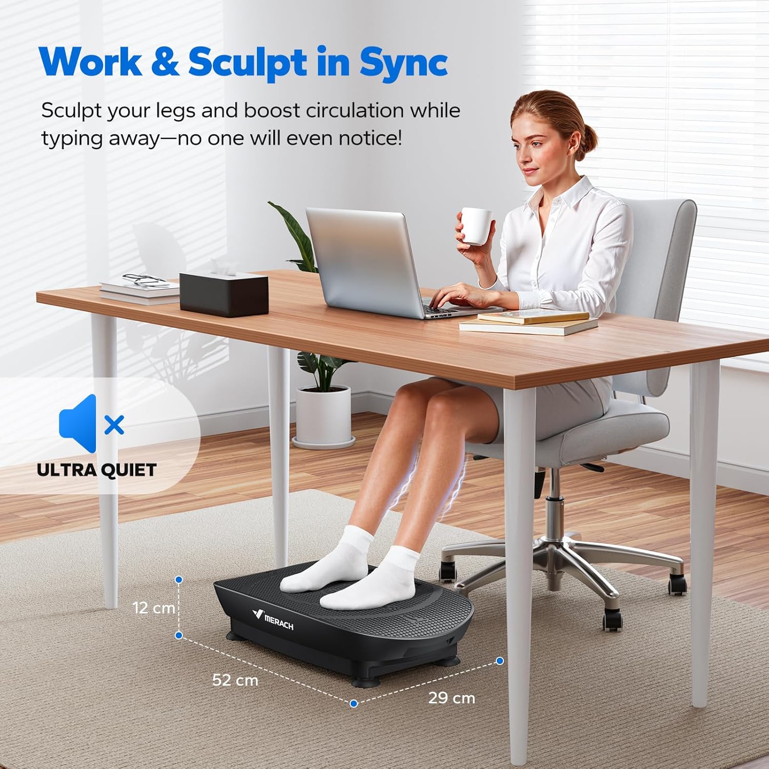 Detalle 2 de MERACH Vibration Plate: Quiet, Compact Full-Body Vibration Exercise Machine