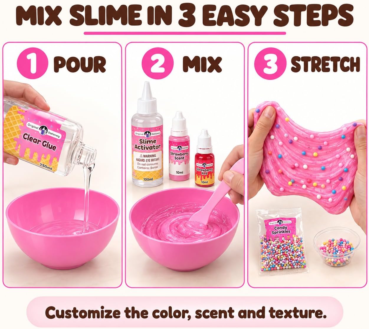 Thumbnail 4 de Original Stationery ICOS-000058 Ice Cream Slime Kit, 31-Piece DIY Set