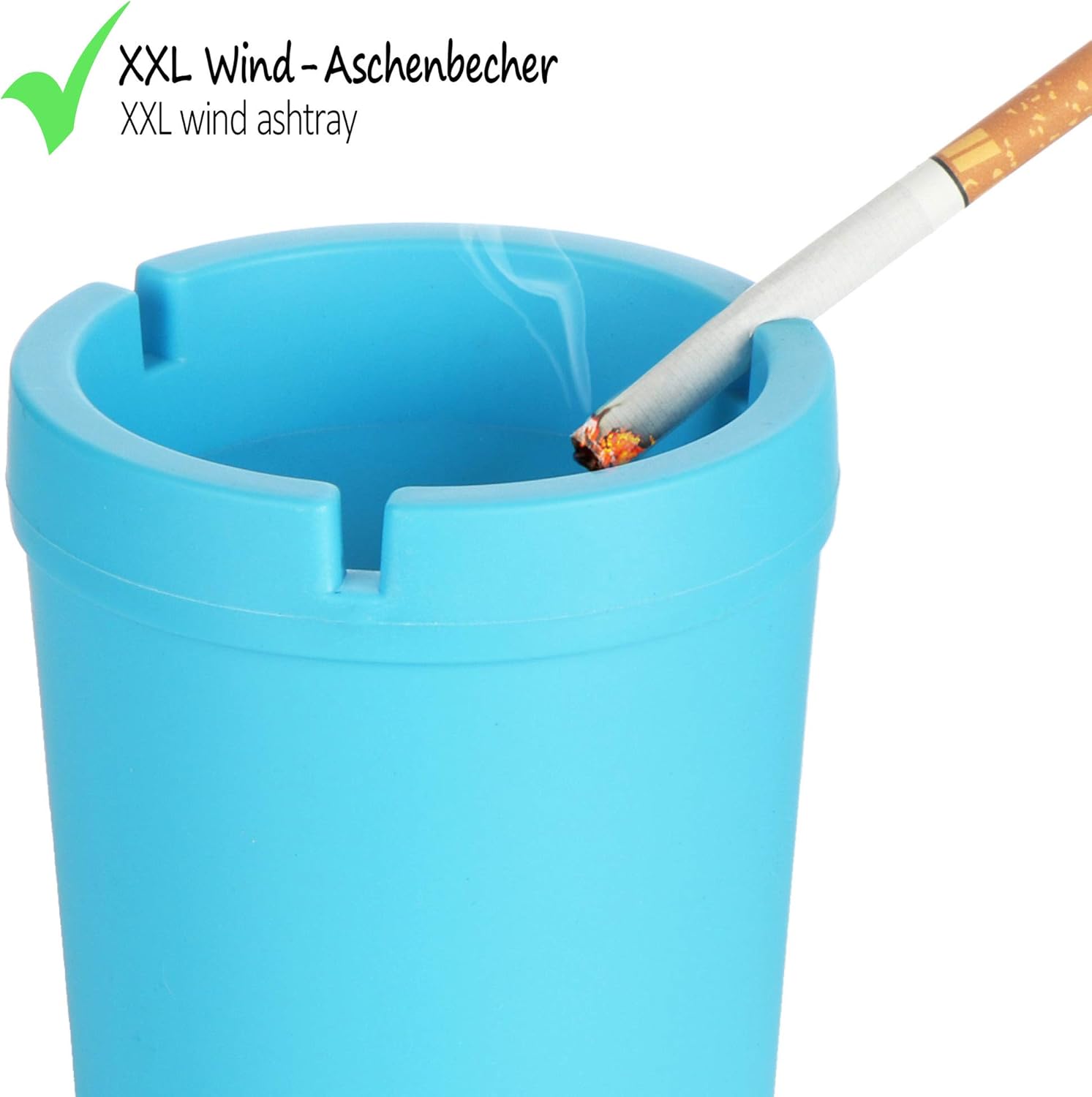 Thumbnail 2 de com-four® 2x XXL Windaschenbecher mit Deckel – 10 cm Ø, für draußen & Auto (grün + blau)