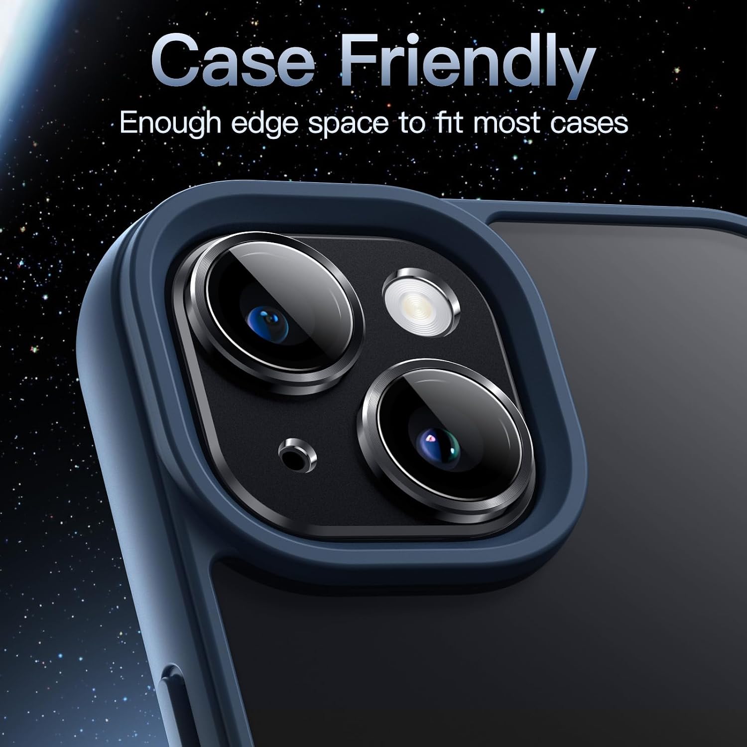 Thumbnail 6 de JETech kameralinsskydd för iPhone 15/15 Plus, midnatt, 9H-glas