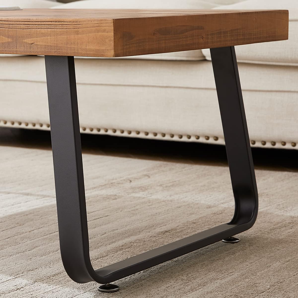 Thumbnail 4 de IBF Tavolino da salotto inclinato in legno massiccio e metallo (120 x 60 x 46,5 cm)