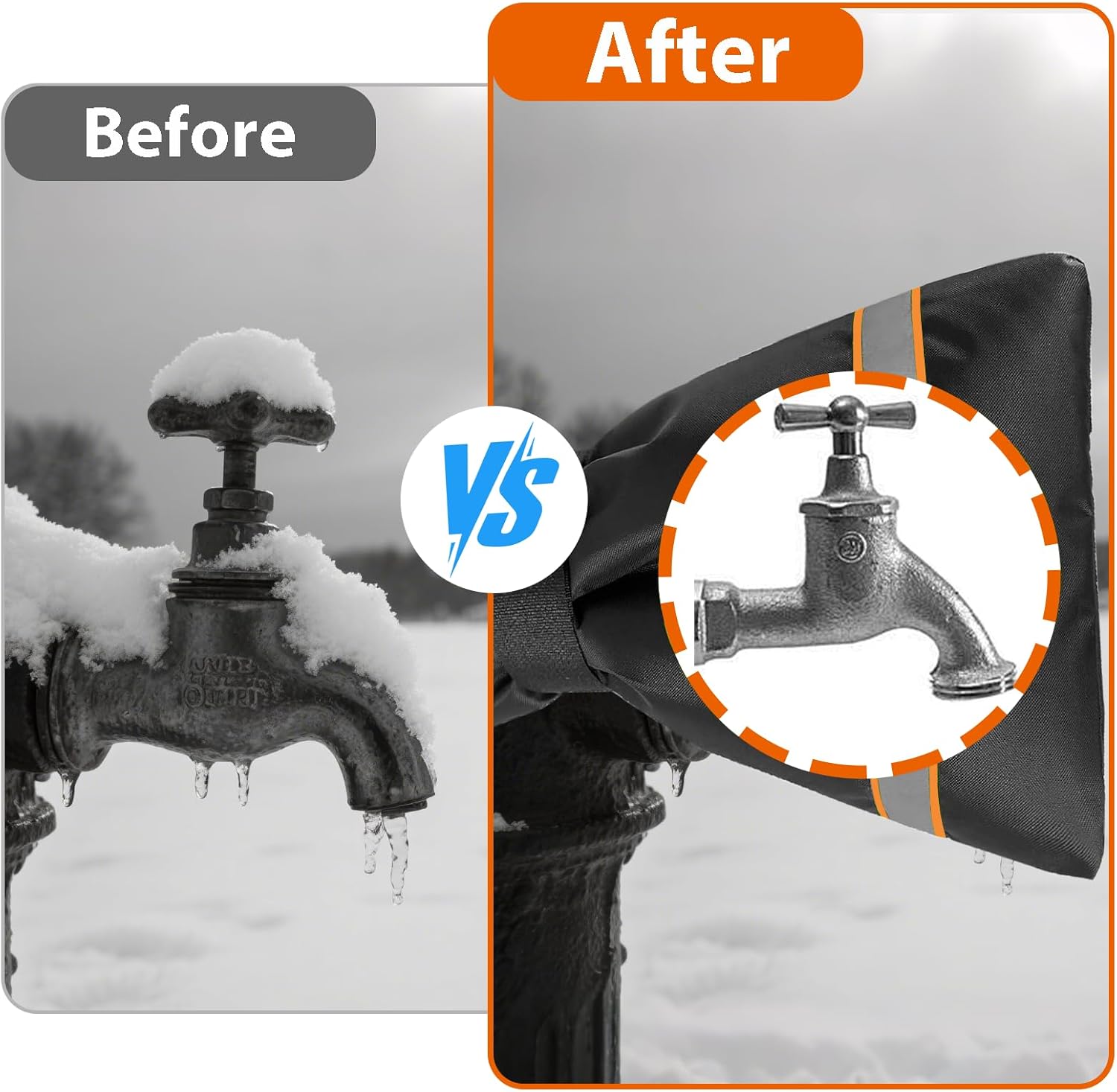 Thumbnail 4 de SANTUO 2Pcs outside tap cover frost protector with insulation, waterproof Oxford fabric and reflective strip