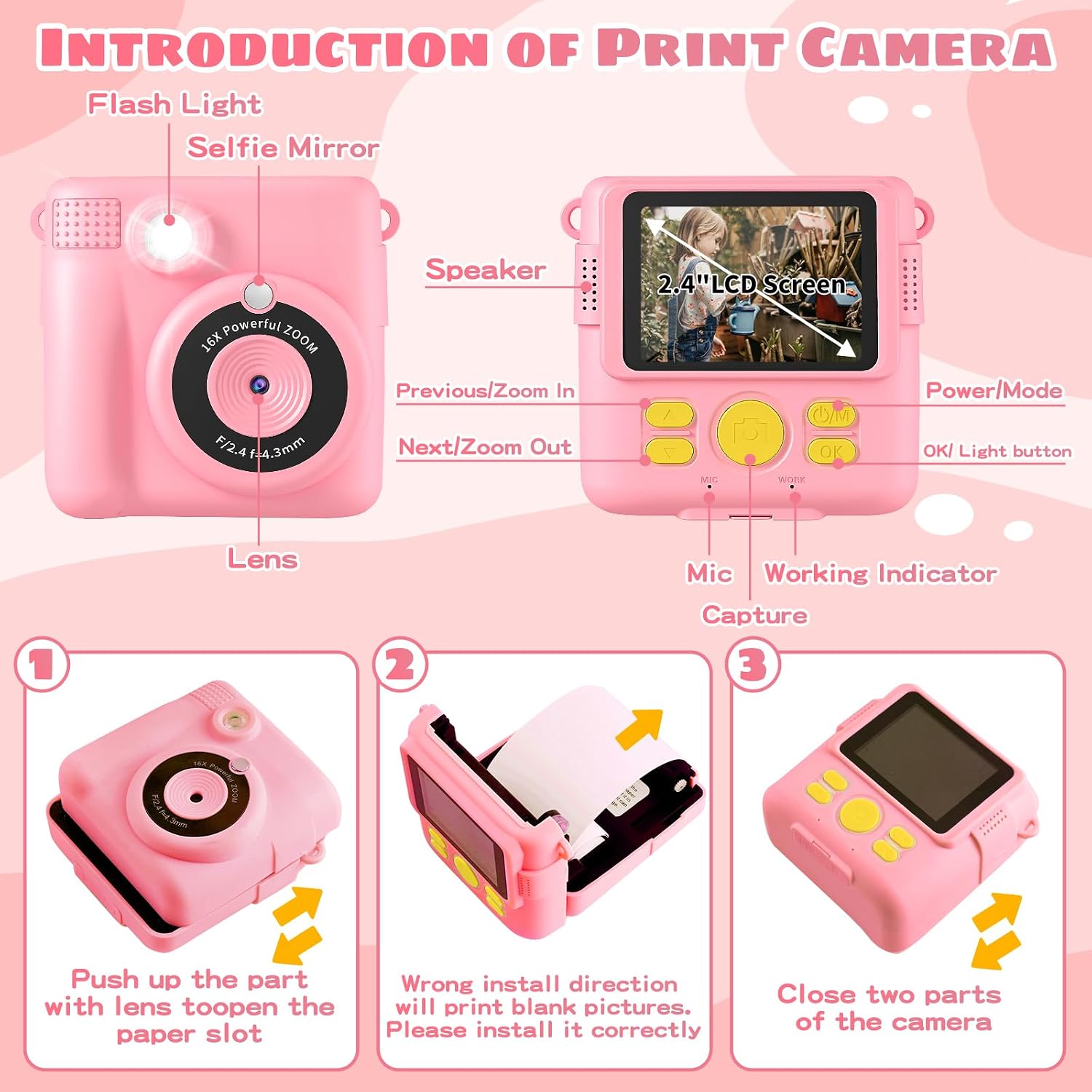 Thumbnail 6 de Kids Instant Print Camera 1080P with 32GB card