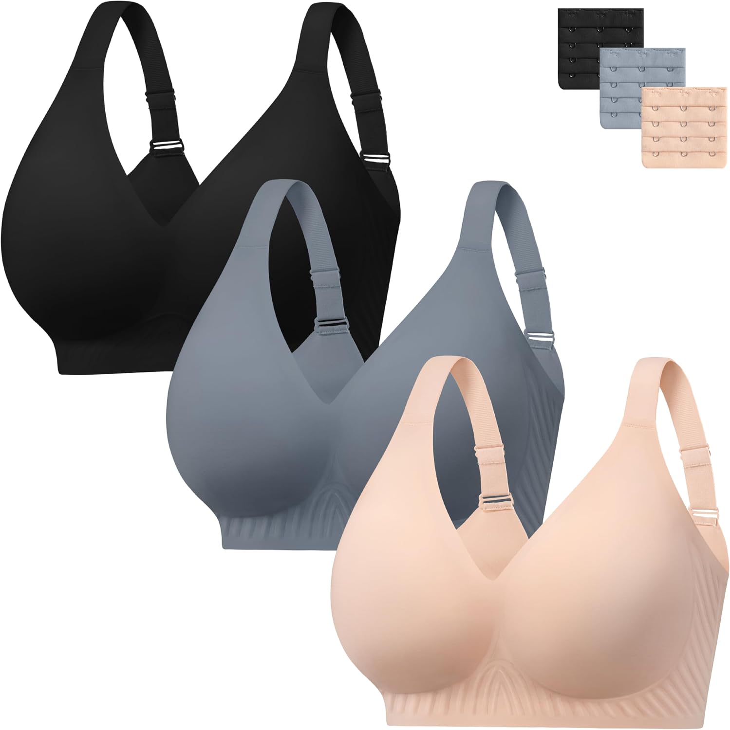 Detalle de habibee Jelly Push Up Bra, Wireless Full-Coverage Plus-Size Bra, 32D–46E