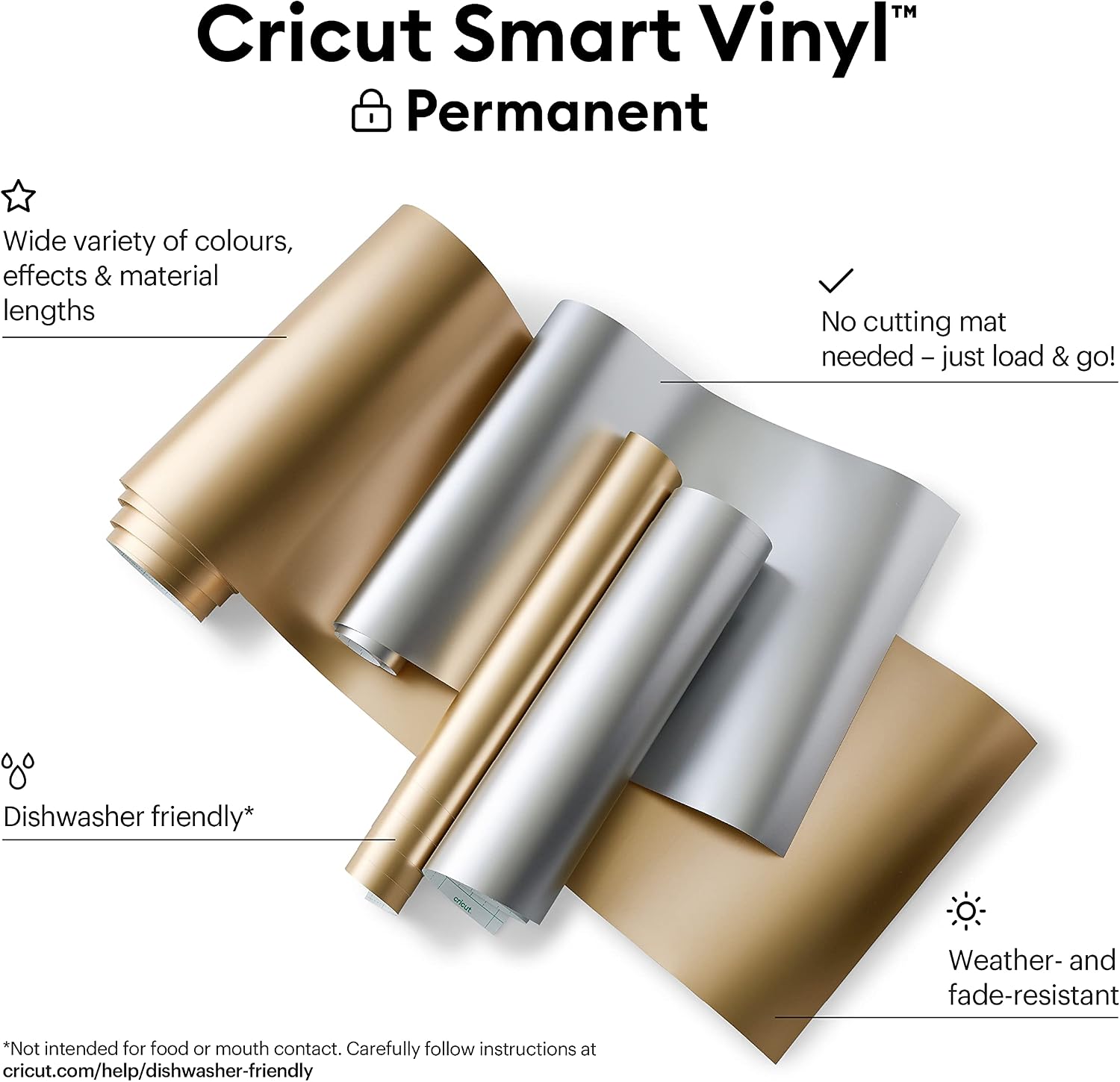 Thumbnail 1 de Cricut Smart Vinyl Matte Metallic Permanent (3.7 m) roll