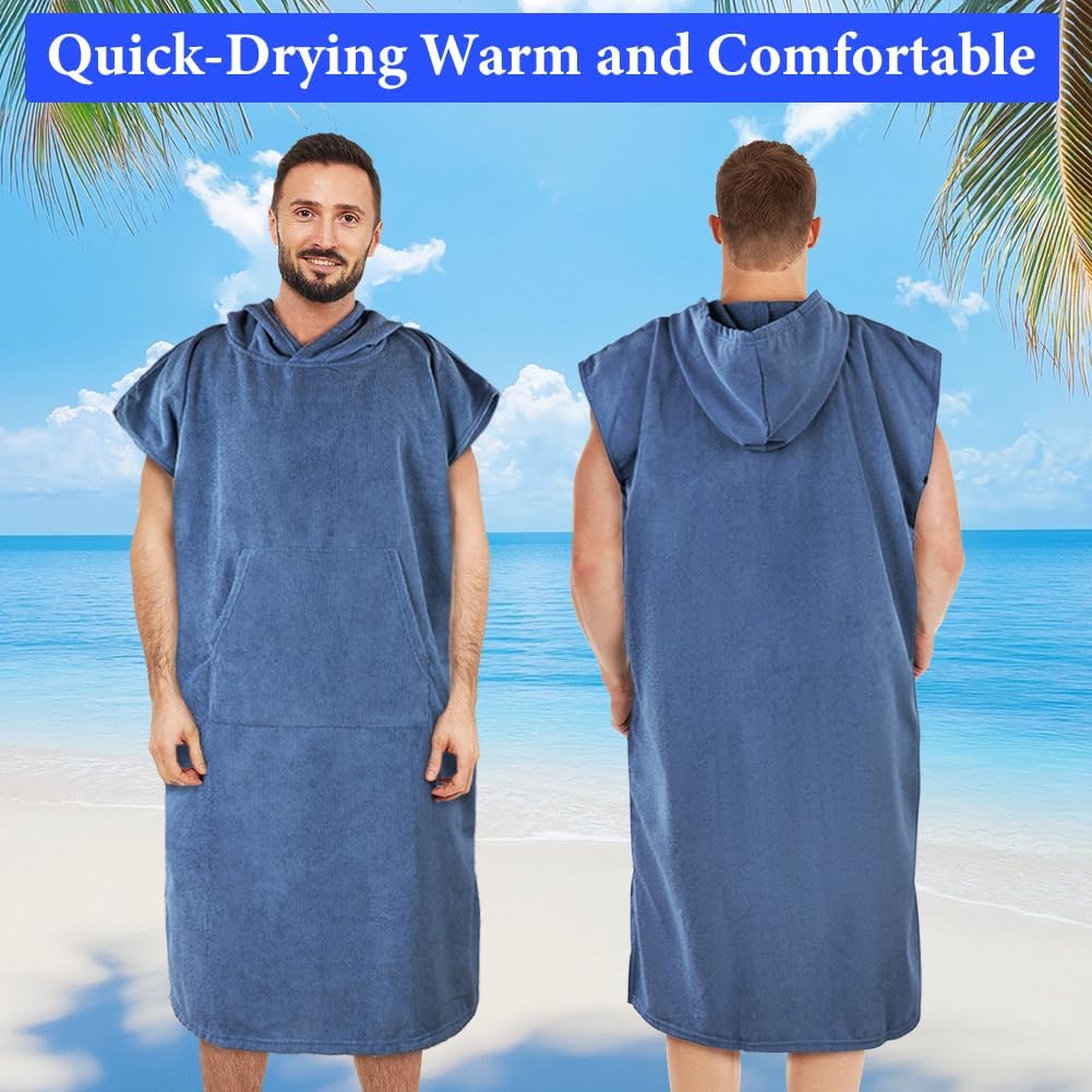 Detalle 2 de AUYAO 5228122 strandponcho met capuchon, zakken en sneldrogende microvezel