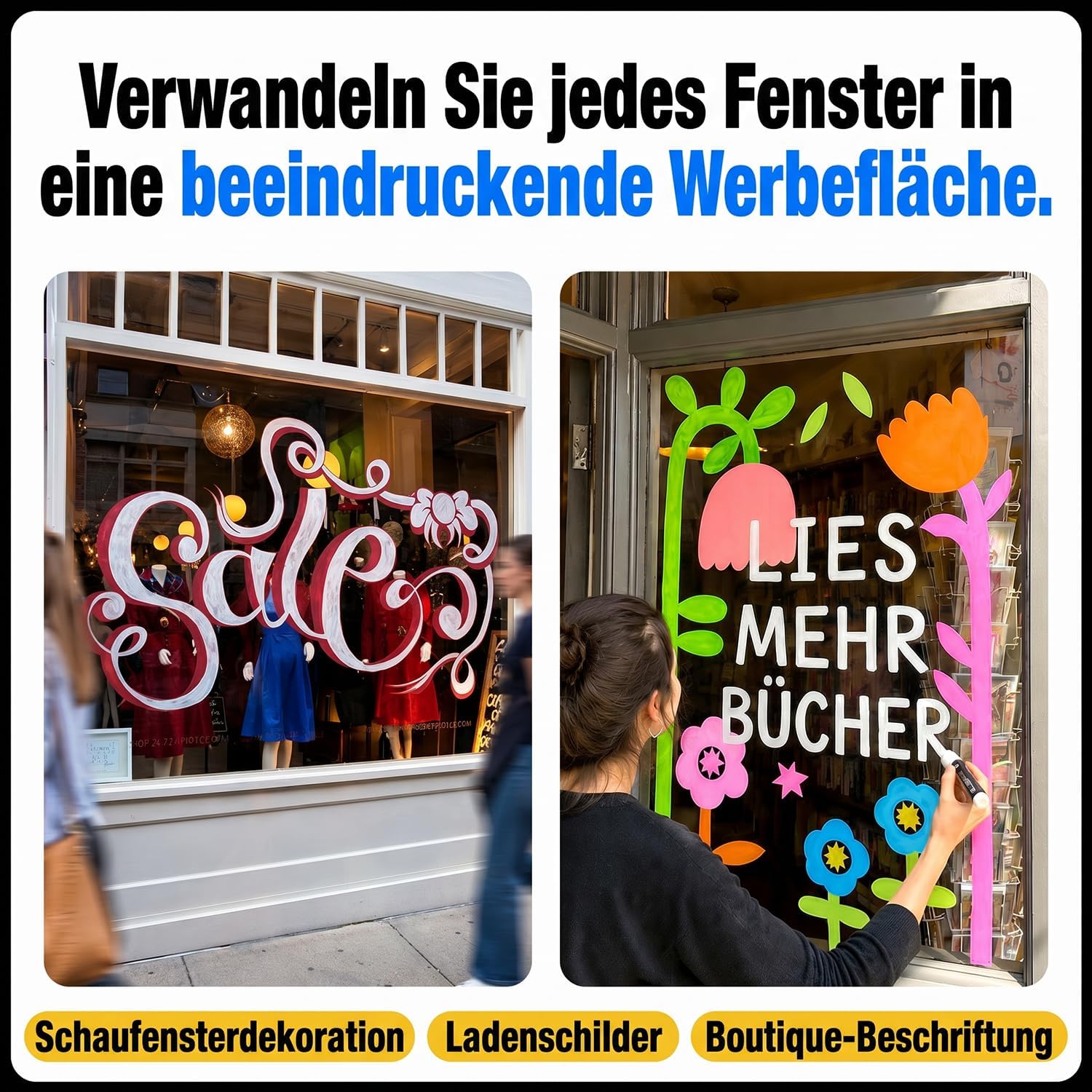Detalle de Chalkola Kreidestifte abwaschbar für Tafel & Fenster – Jumbo 15 mm (8 Kreidestifte)