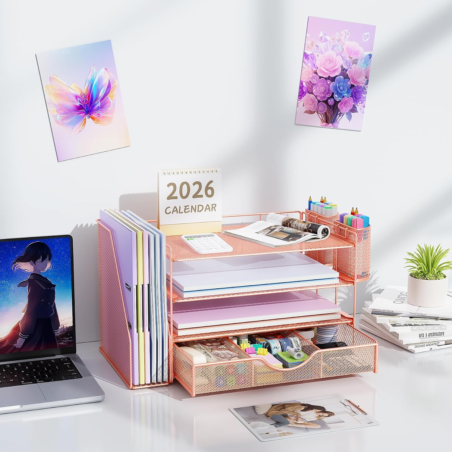Thumbnail 6 de gianotter 4T-2 4-Tier Metal Desk Organizer with Drawer, Rose Gold