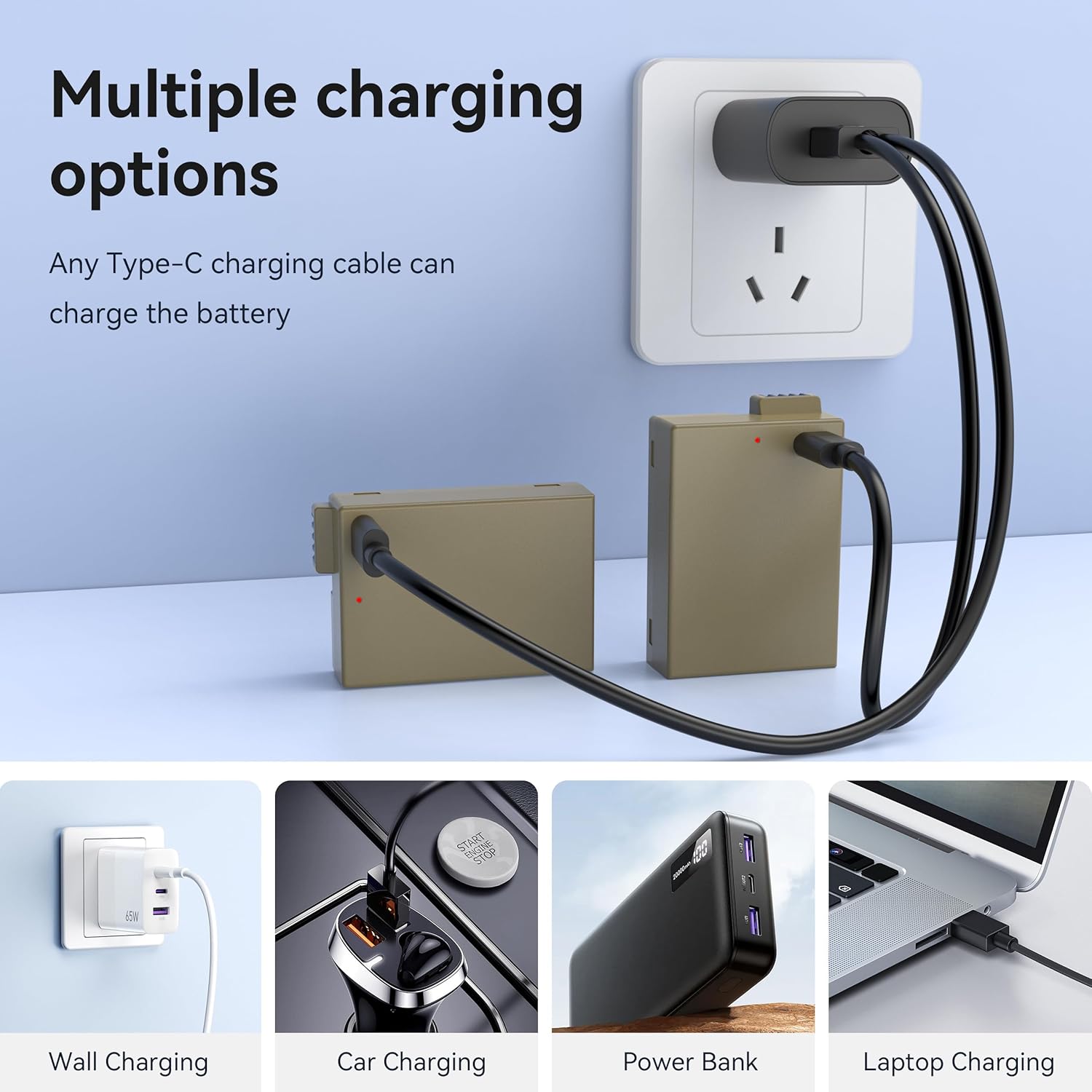 Thumbnail 3 de AKTTKA LP-E8 Akku 2er-Pack (1980mAh) mit 2-in-1 USB-C Ladekabel – kompatibel mit Canon EOS Rebel T2i/T3i/T4i/T5i, Kiss X4/X5/X6i/X7i, EOS 550D/600D/650D/700D