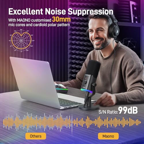 Detalle 2 de MAONO PD100XS Dynamic Gaming Microphone with Boom Arm (XLR/USB) for Streaming