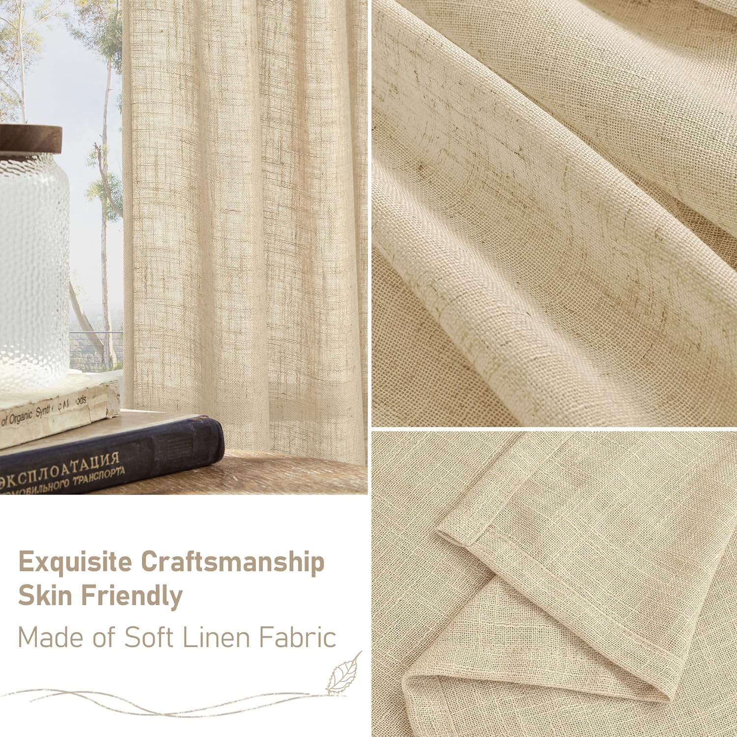 Detalle de LAMIT Linen Curtains 84 Inches