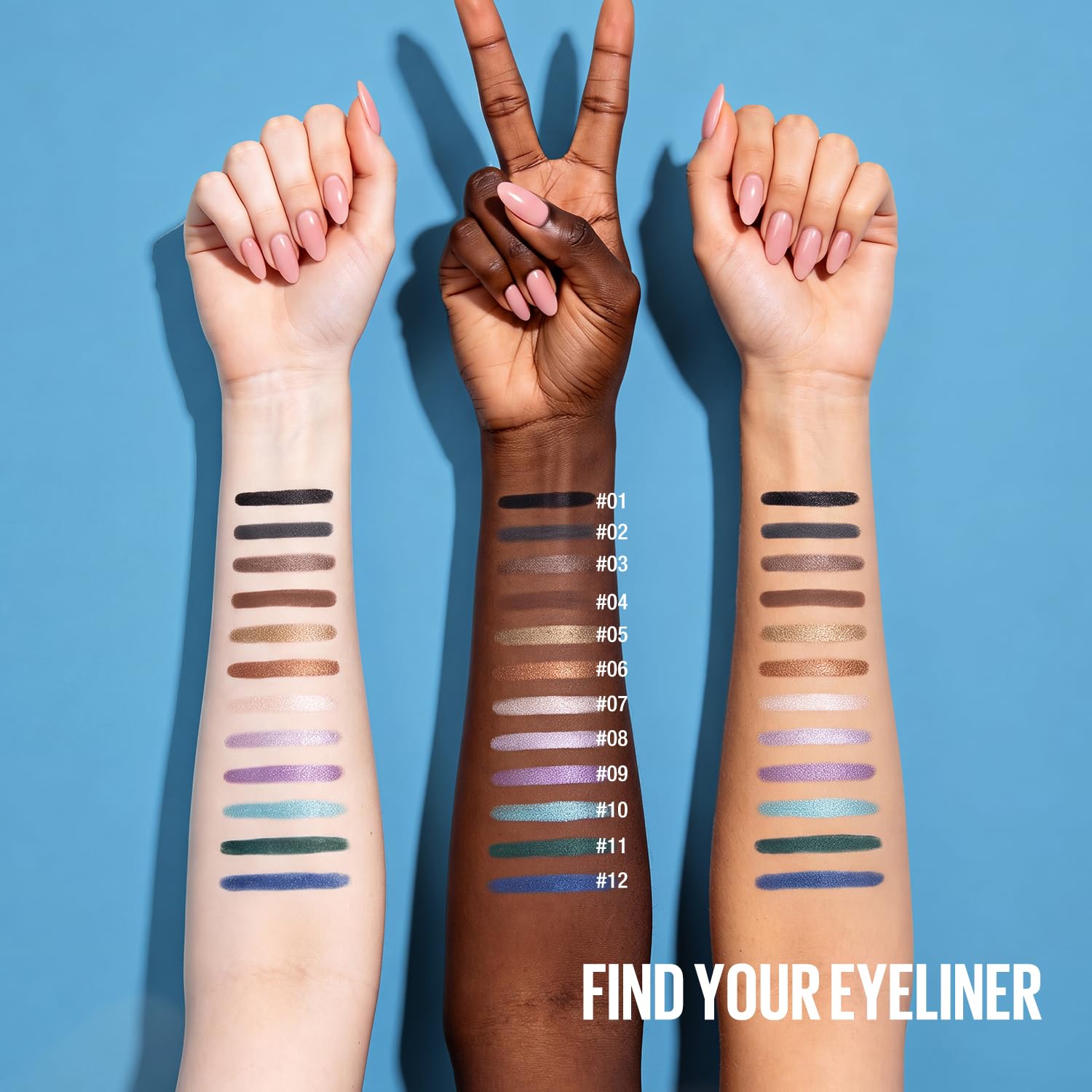 Detalle de LANGMANNI 12-Color Gel Eyeliner Pencil Set, Matte and Shimmer Shades