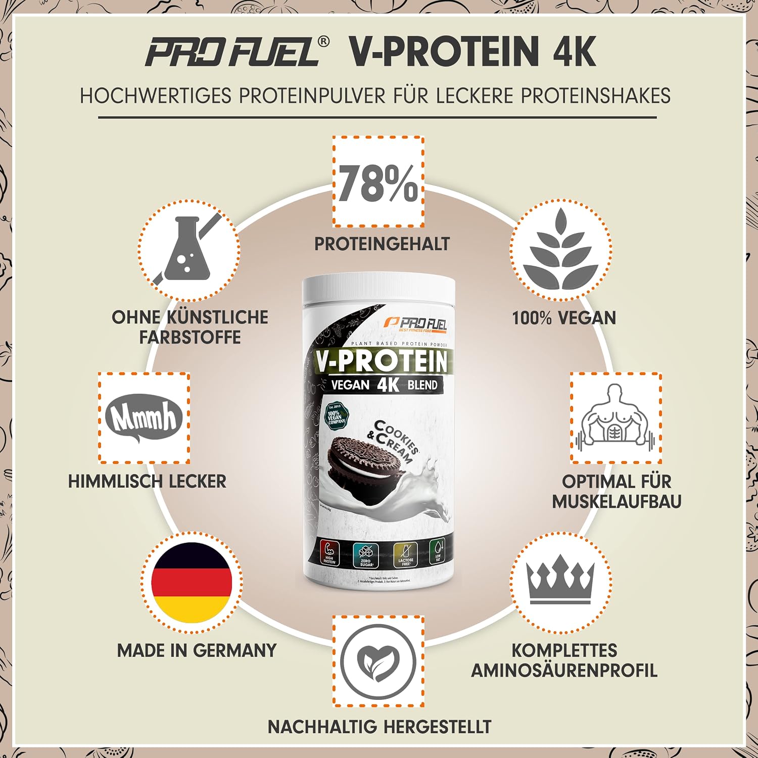 Detalle 2 de Vegan Protein Pulver Cookies & Cream 750g