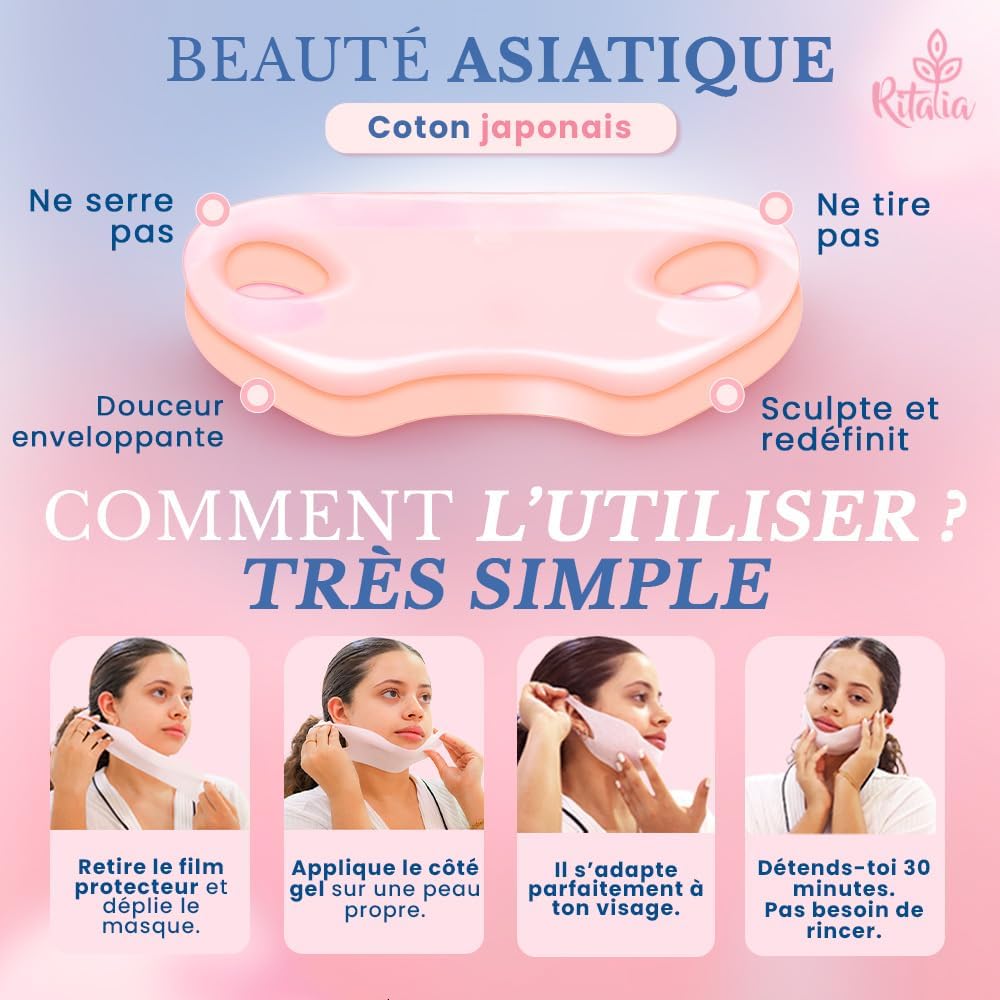 Thumbnail 4 de Ritalia® Masque Visage Femme anti double menton (effet lifting) à base de collagène et acide hyaluronique