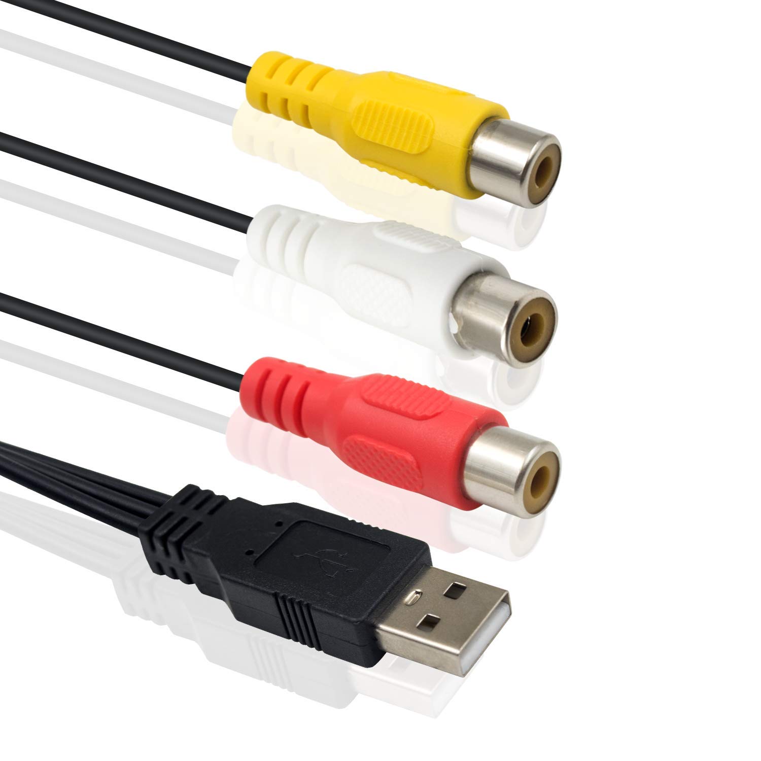 Thumbnail 1 de Duttek câble USB vers RCA USB 2.0 (mâle) vers 3 RCA femelles, 25 cm — adaptateur de capture audio/vidéo