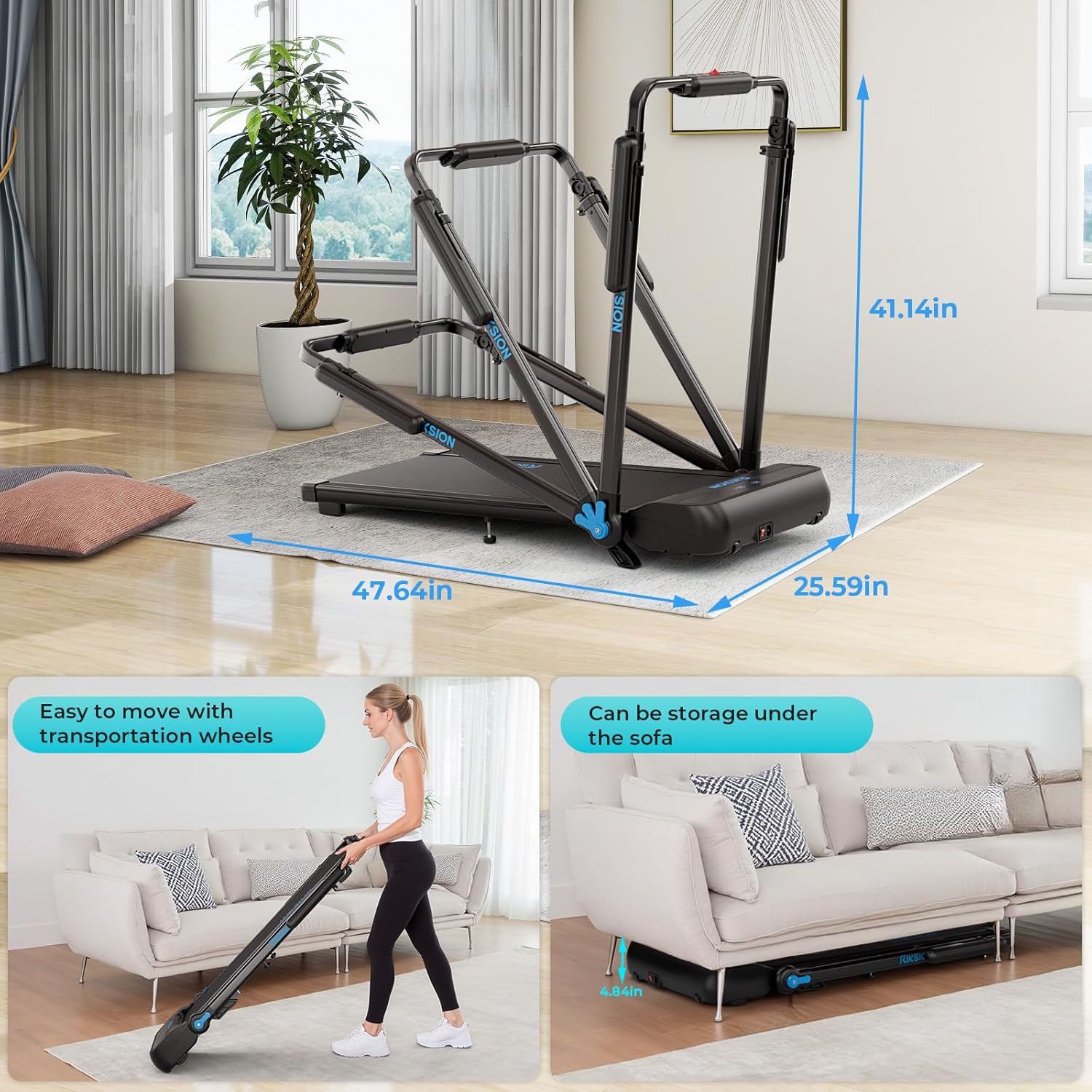 Thumbnail 6 de 3.0HP walking pad treadmill 10% incline