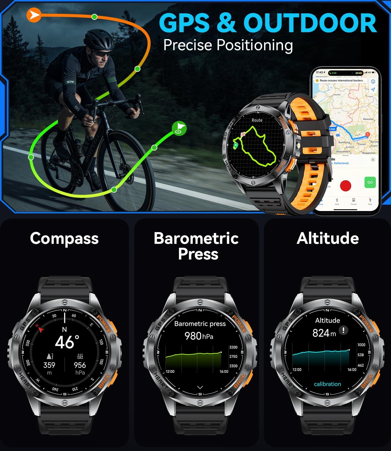 Thumbnail 1 de LIGE DM1-H Smart Watch for Men with GPS, 170 Sports Modes & Military Build
