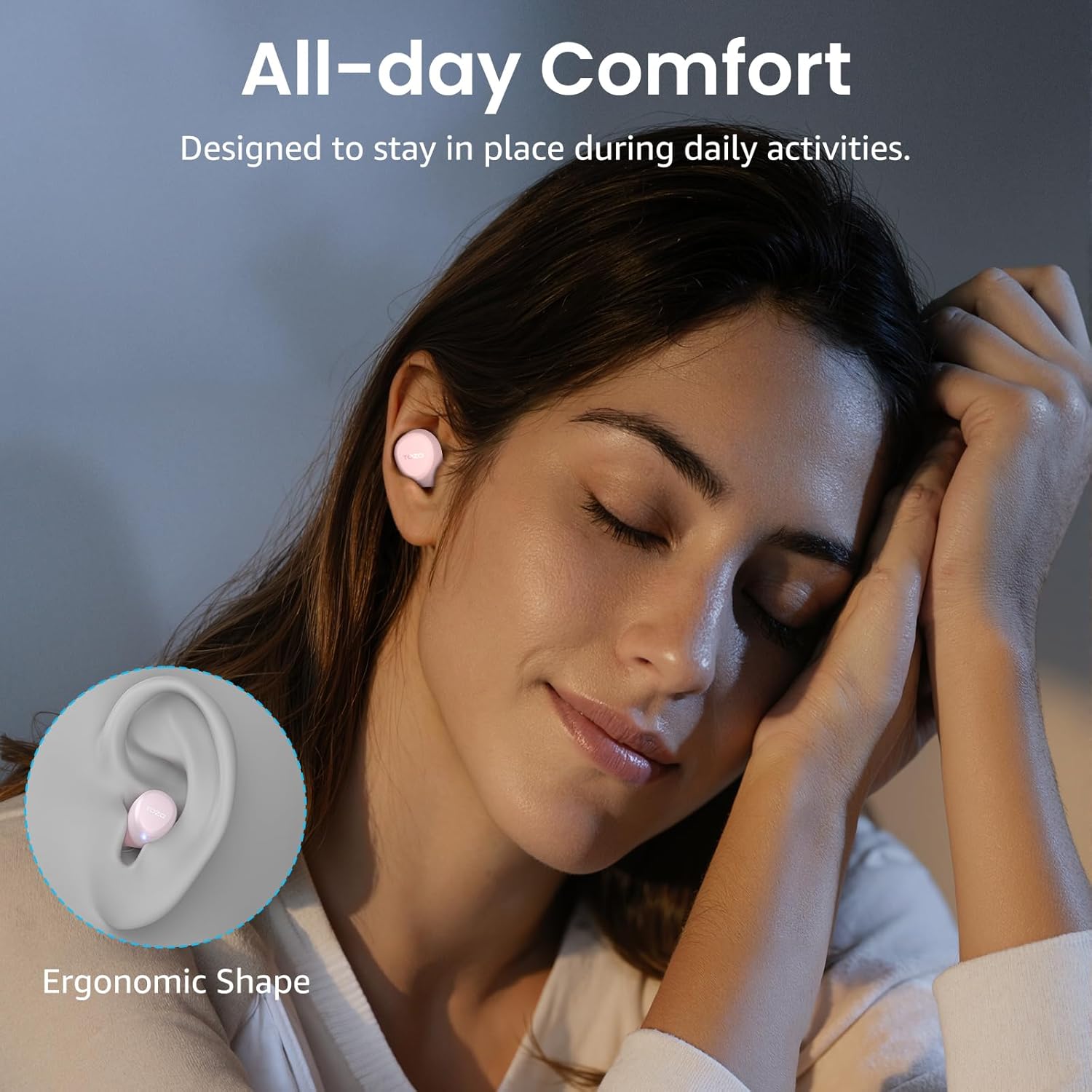 Thumbnail 6 de TOZO A1 In-Ear Kopfhörer kabellos Bluetooth 5.3 mit 2 Mikrofonen, App-Steuerung und IPX5 (Roségold)