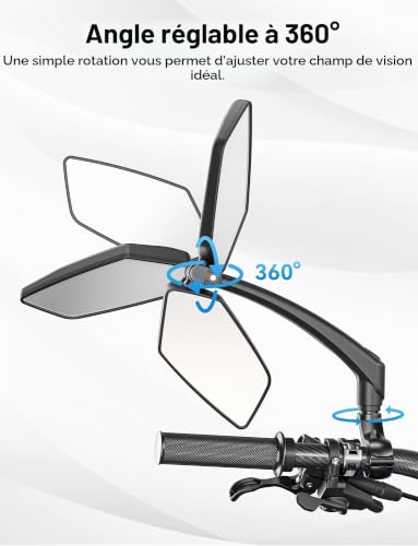 Detalle de COICER Retroviseur Velo – Rétroviseur gauche pour vélo électrique, adaptable à la plupart des guidons (21–26 mm)