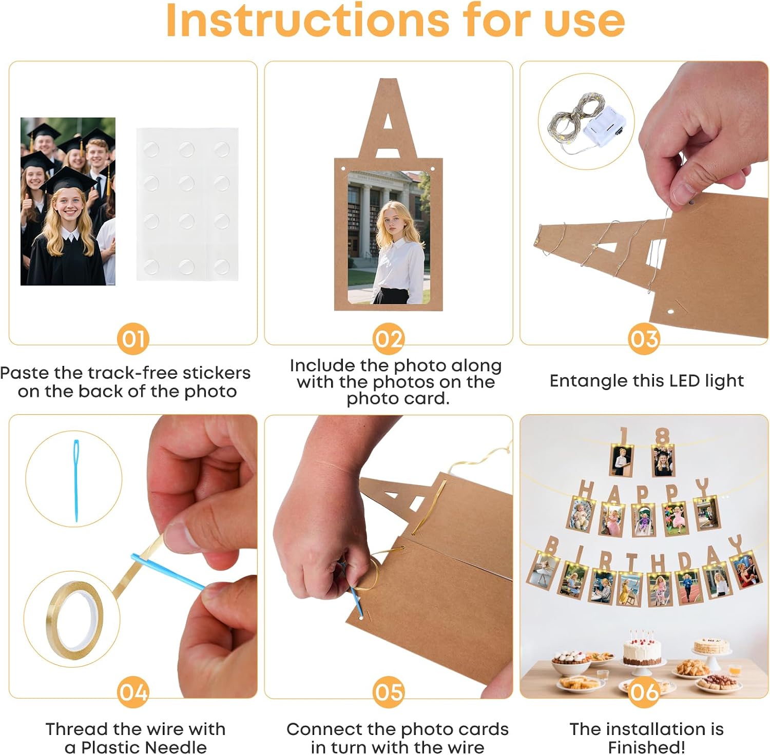 Thumbnail 3 de Seutgjie Happy 18th Birthday Photo Banners Decorations with LED Lights