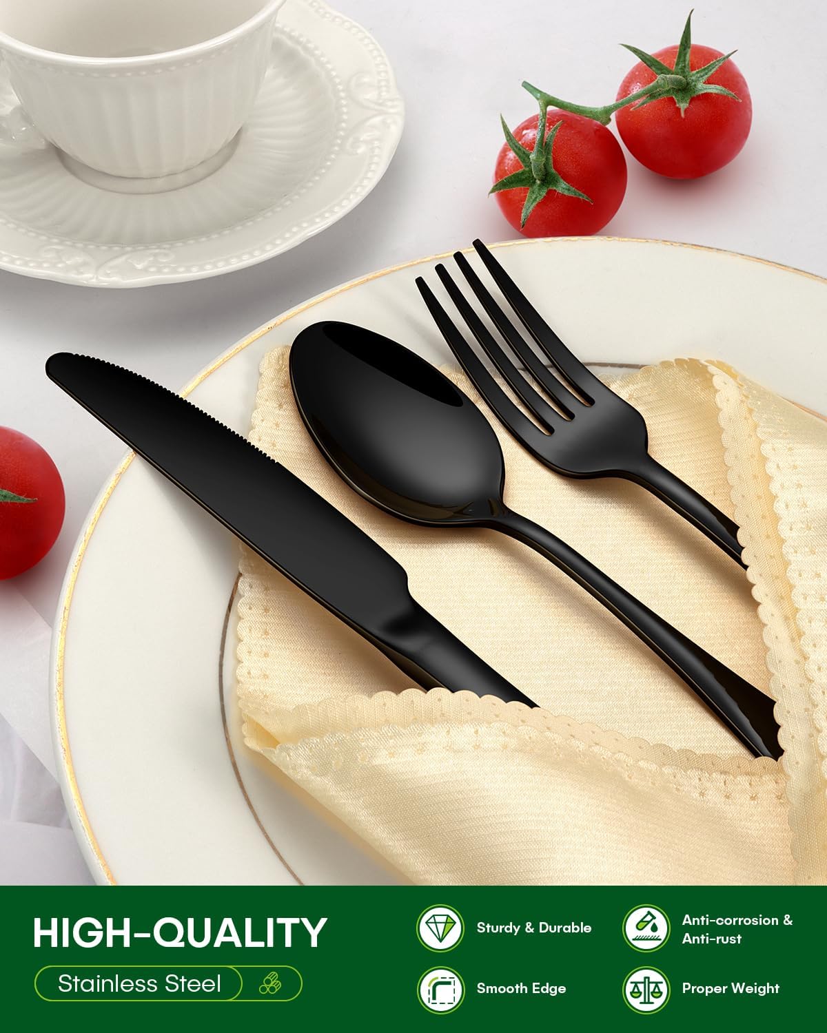 Detalle de PHILIPALA Black Silverware Set, 20-Piece