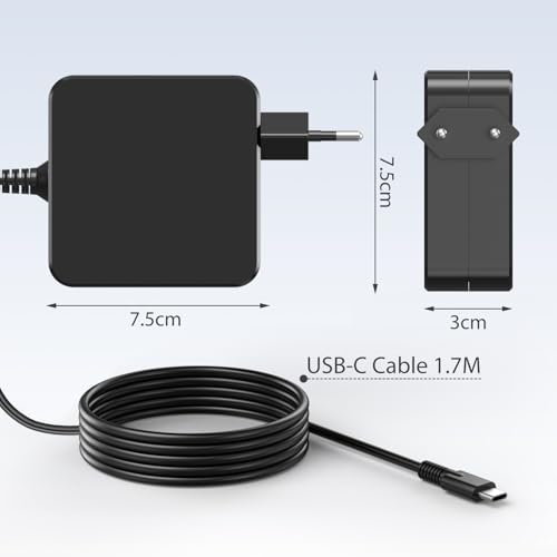 Detalle de Cargador Portátil USB-C 65W YSSTKFD: carga rápida para MacBook, Galaxy, Huawei y más
