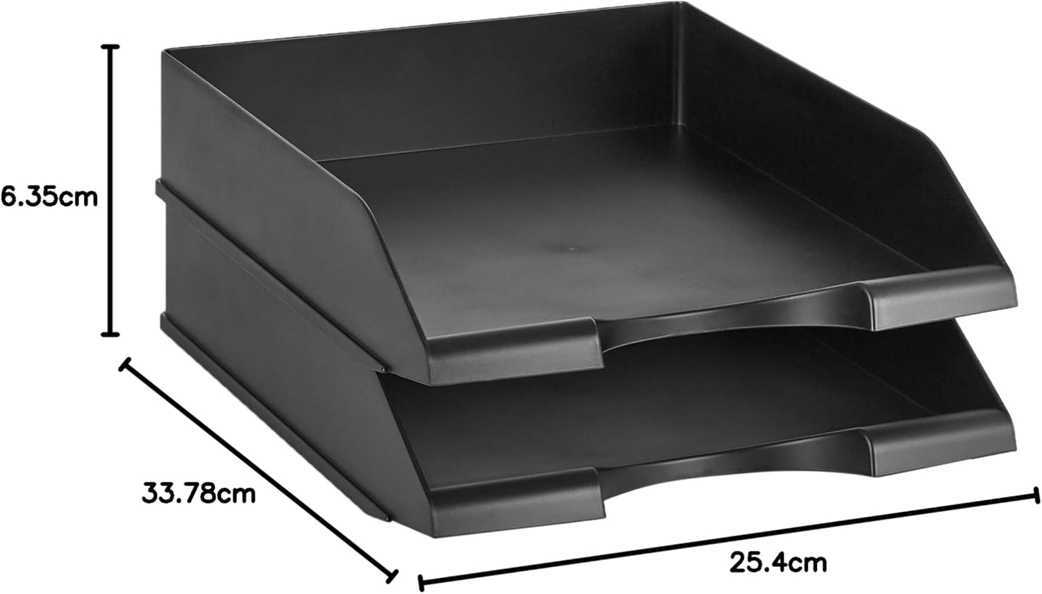 Detalle de Amazon Basics Ripiano portacorrispondenza rettangolare da scrivania (confezione da 2), A4, nero