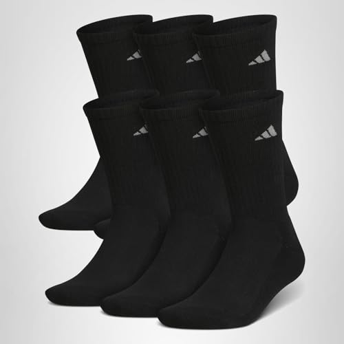 Thumbnail 8 de adidas Men's Athletic Cushioned Crew Socks (6 Pairs) — Durable & Comfortable in Black/Aluminum 2, Large