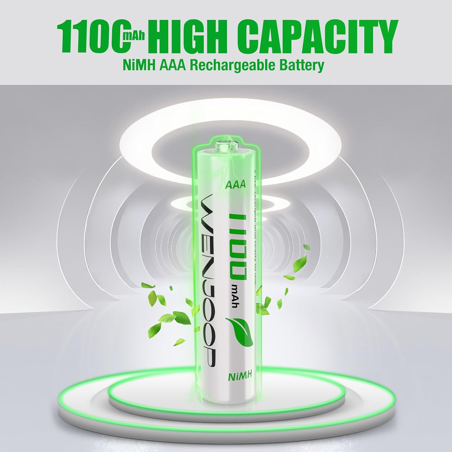 Detalle 2 de WENJOOP Ni-MH AAA1100mAh 1.2V Rechargeable Batteries, 12-Pack
