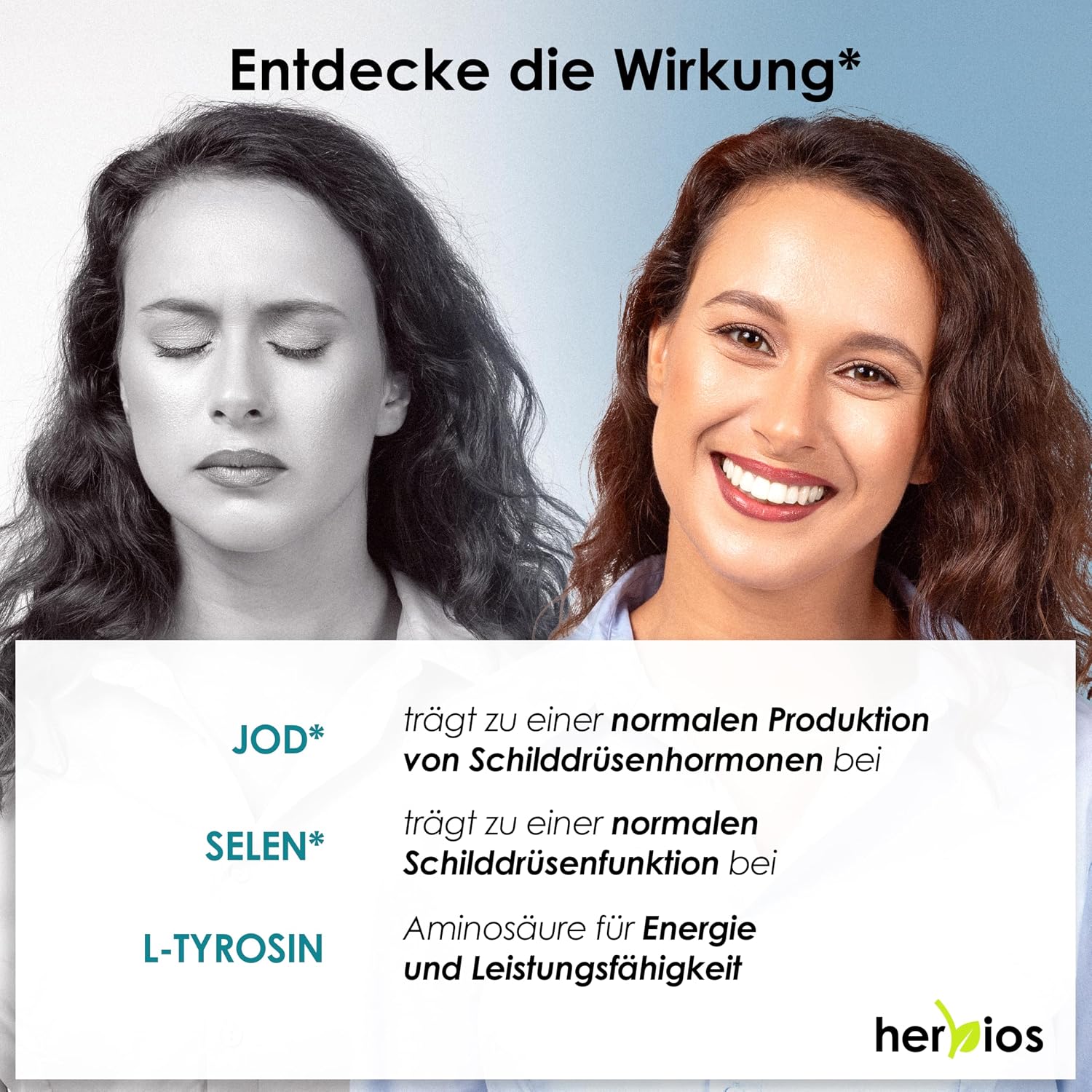 Detalle de HERBIOS Jod-Selen Komplex – 180 Schilddrüsen-Kapseln für bis zu 6 Monate (vegan, laborgeprüft) mit L‑Tyrosin, Eisen, B‑Vitamine & Folsäure
