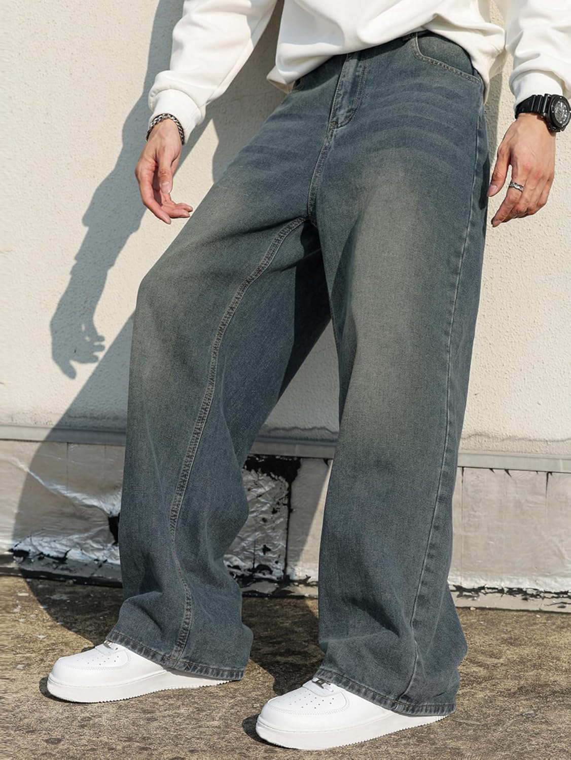 Thumbnail 1 de Baggy Jeans Herren mit unregelmäßiger Naht im Y2K/Skater-Style – Zewool
