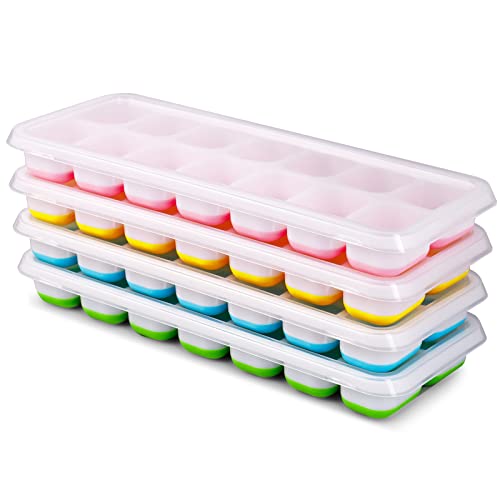 Detalle de CHILLSILA Bac à Glaçons Lot de 4 | Moule à Glaçons avec Couvercle et Empilable