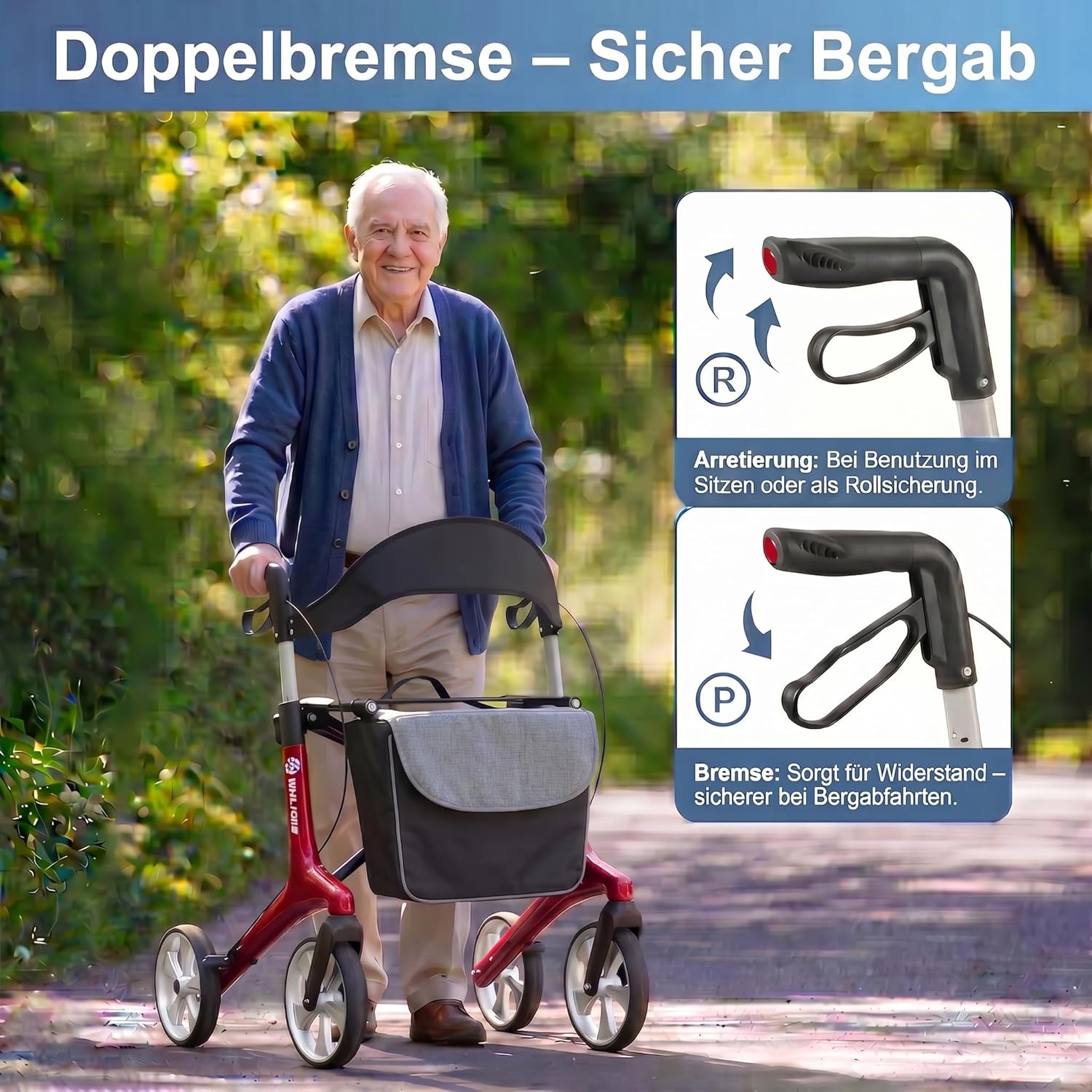 Thumbnail 4 de Carbon Rollator Faltbar und Leicht mit Sitz – Ultraleichtes Gehhilfe für Senioren
