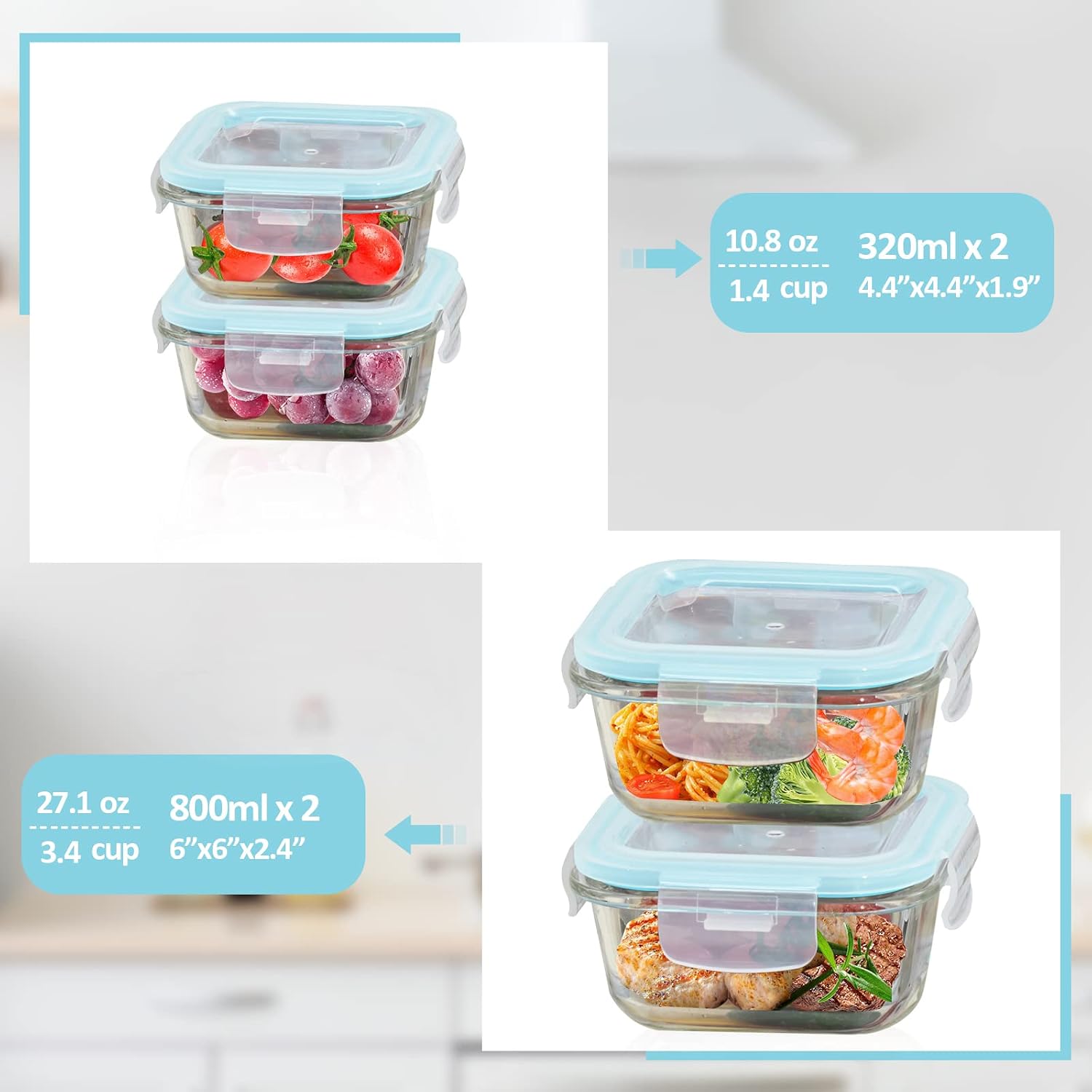 Thumbnail 2 de ROSOS Glass Food Storage Set 6-Pack 370ml