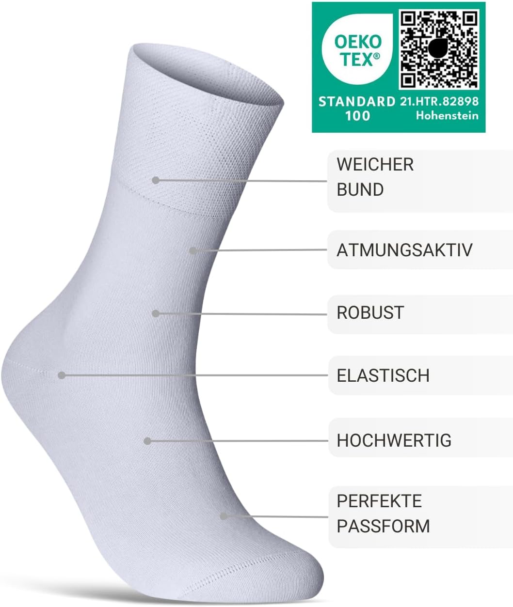 Detalle 2 de sockenkauf24 Diabetikersocken 97% Baumwolle (6 Paar)