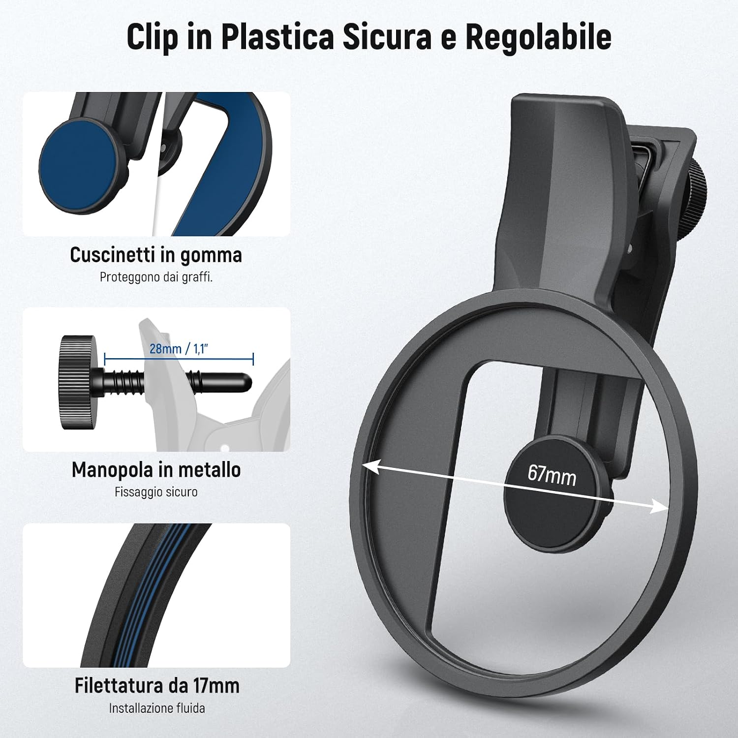 Thumbnail 2 de NEEWER kit filtro 2in1 67mm CPL + Black Diffusion 1/4 con clip per smartphone