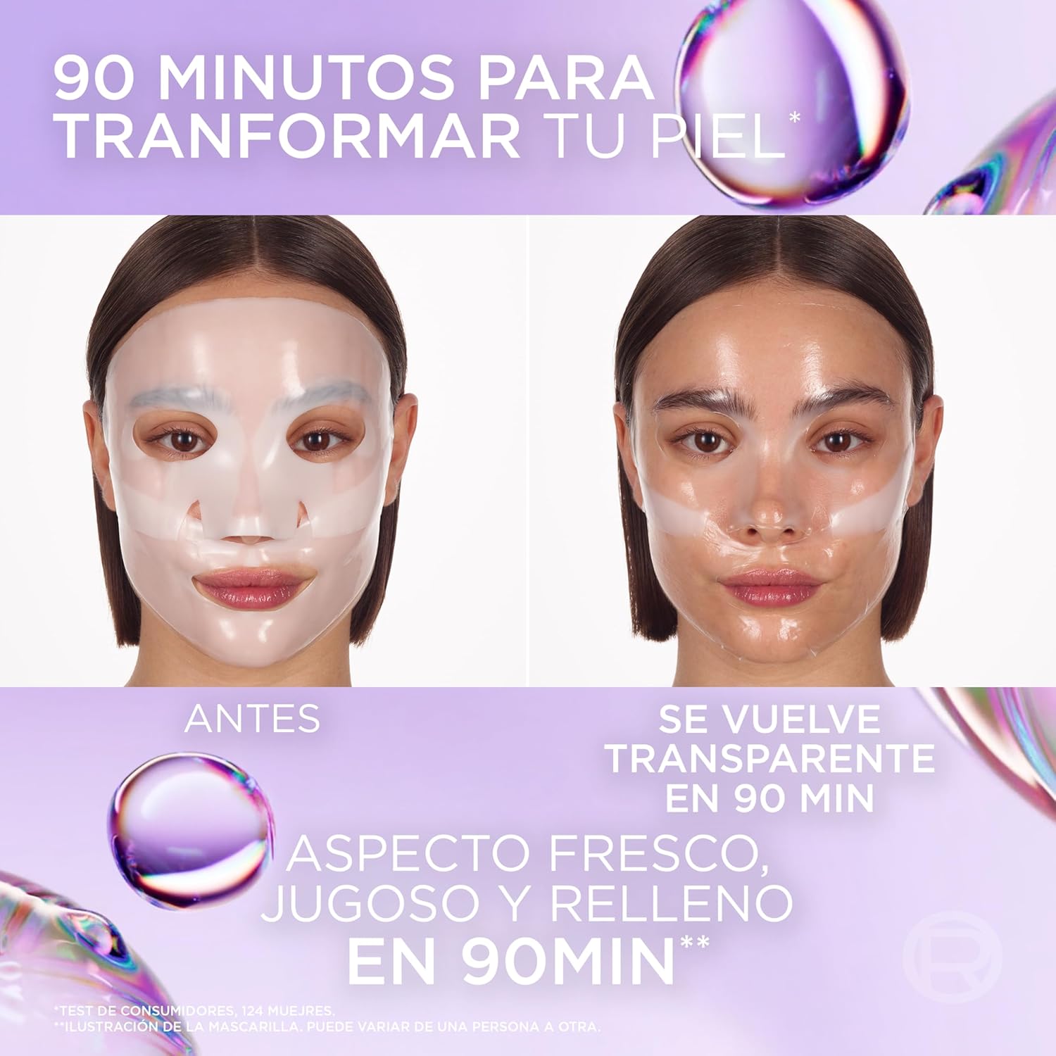 Detalle de L'Oréal Paris Revitalift Filler Glass Skin Mascarilla Facial Hidrogel – Pack 4