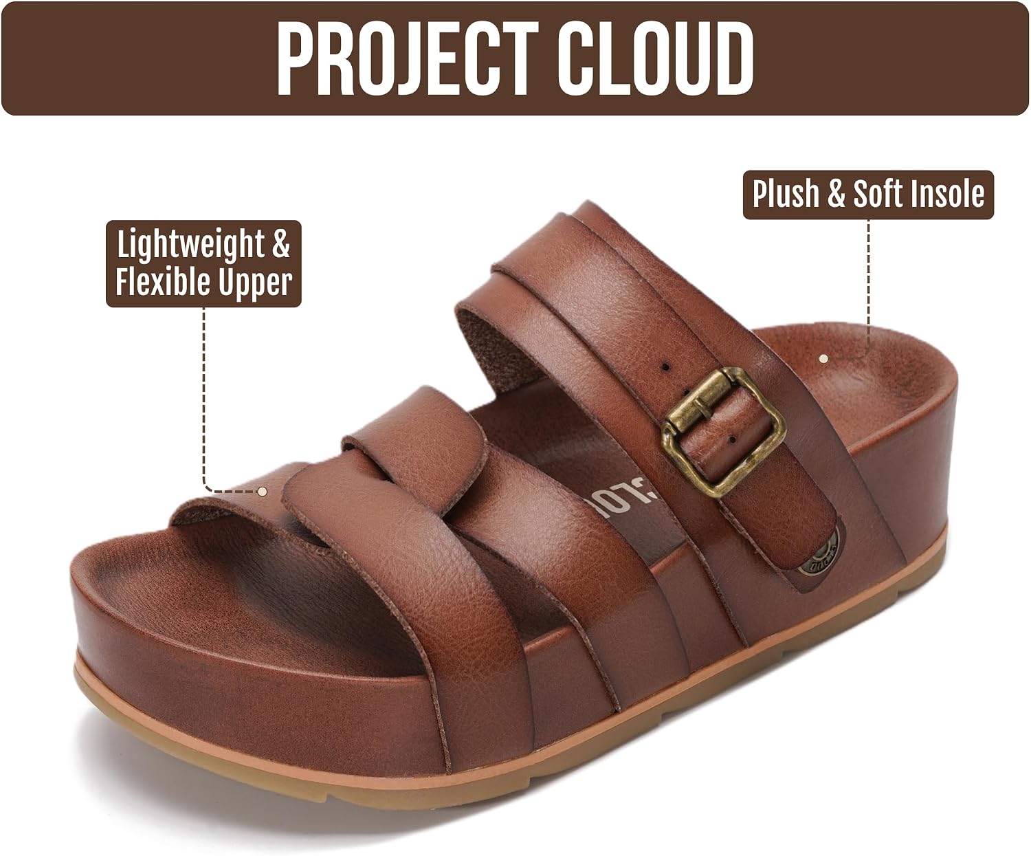 Detalle 2 de Proud Project Cloud Platform Sandals — Strappy Wedges 👡