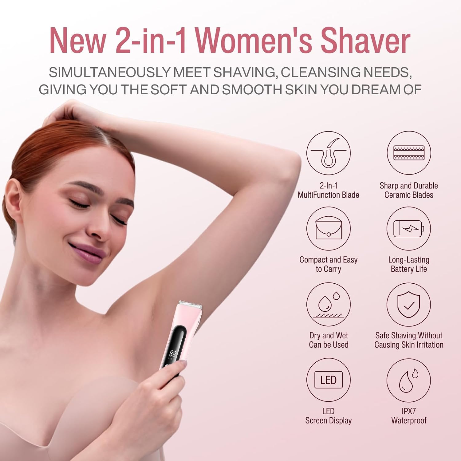 Detalle 2 de Bikini Trimmer Women LS7: 2-in-1 Electric Shaver for Wet & Dry Use