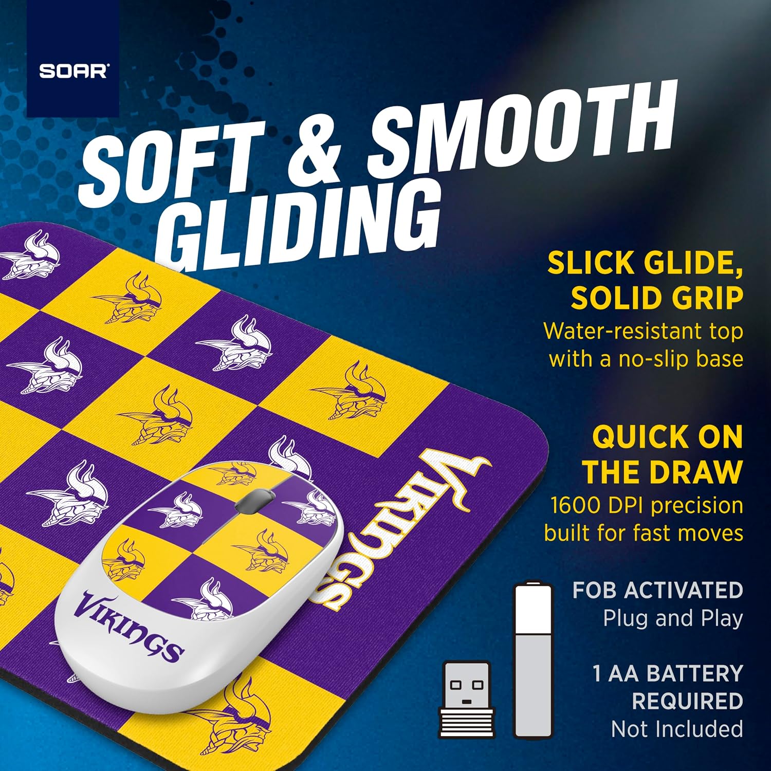Detalle 2 de SOAR NHL wireless mouse + compact mouse pad (4.21 x 2.32 in)