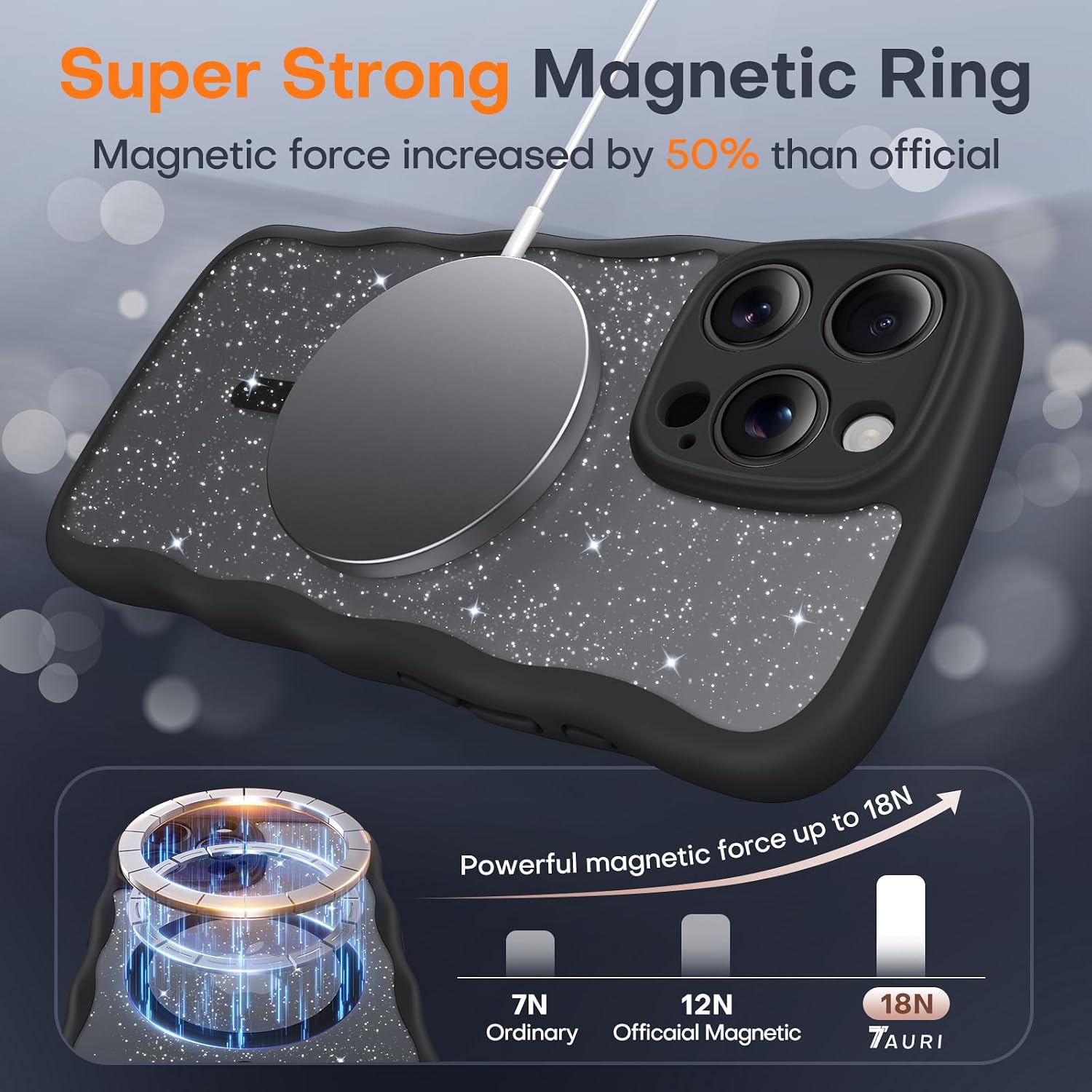 Detalle de TAURI Magnetic iPhone 16 Pro Max Case, MagSafe