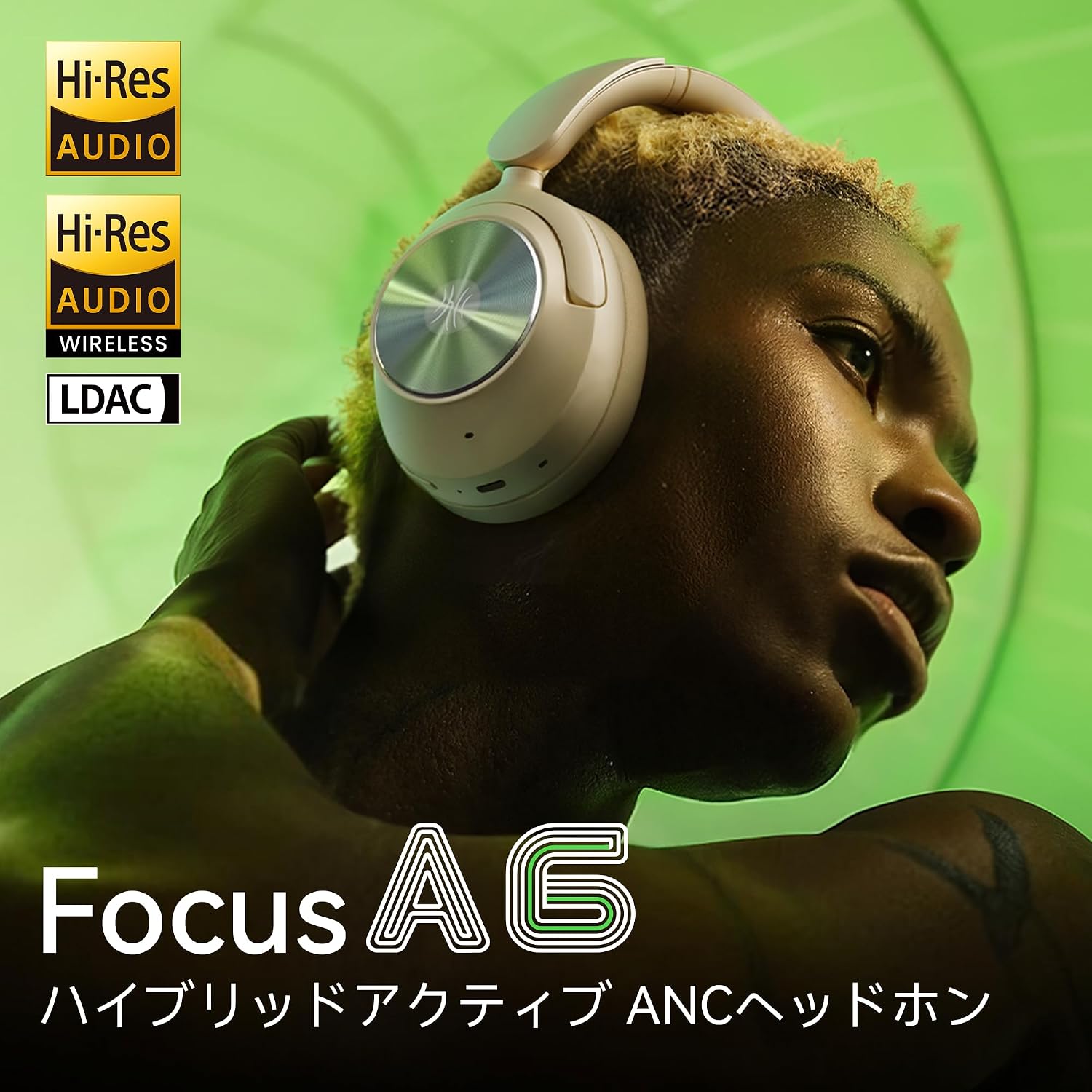 Detalle 2 de OneOdio Focus A6 ワイヤレスノイズキャンセリングヘッドホン ホワイト、Bluetooth 6.0・LDAC対応
