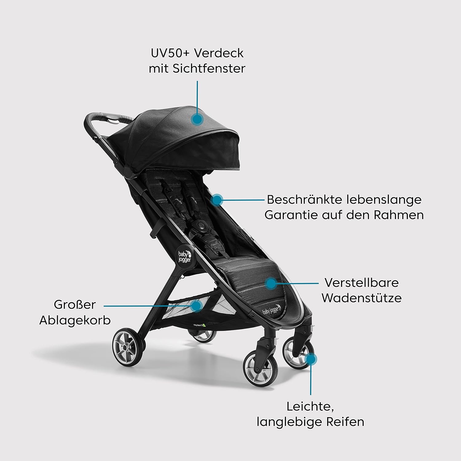 Thumbnail 5 de Baby Jogger City Tour 2 Reisebuggy (Shadow Grey) – leichter City-Buggy mit Einhand-Faltsystem