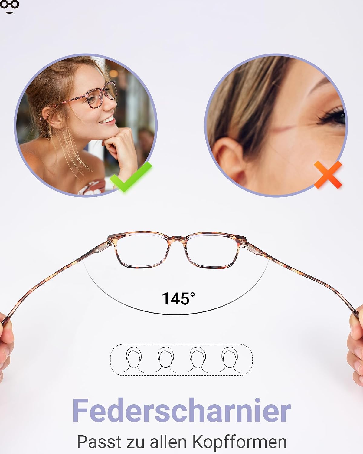 Detalle de JOLISU Lesebrille mit Blaulichtfilter 5er Pack – Federbügel, schlankes Leichtgewicht, zeitloses Design (Dioptrie +1,5)