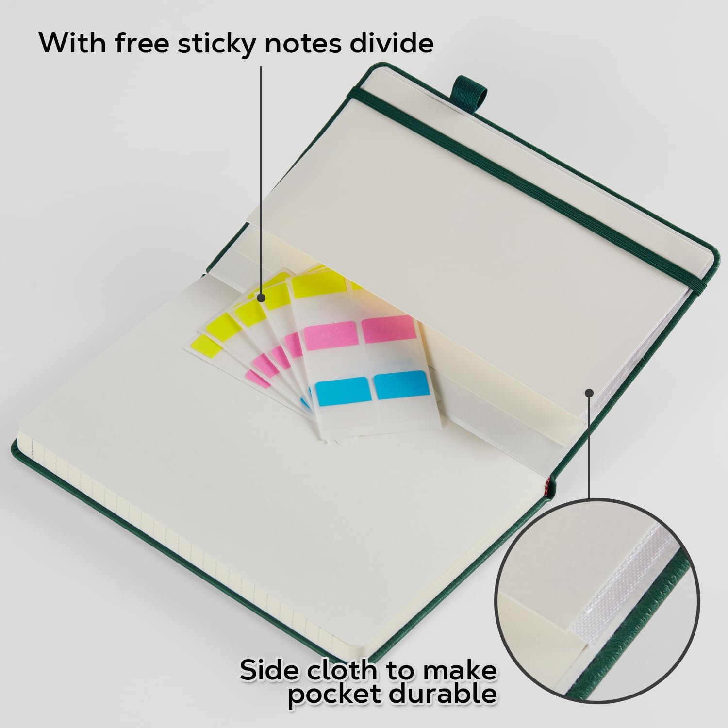 Thumbnail 3 de FOCUS DAY 2 Pack A5 Journal Notebook – Faux Leather, 100gsm, 2 × A5, 14.5 x 21.3 cm, Green & Black