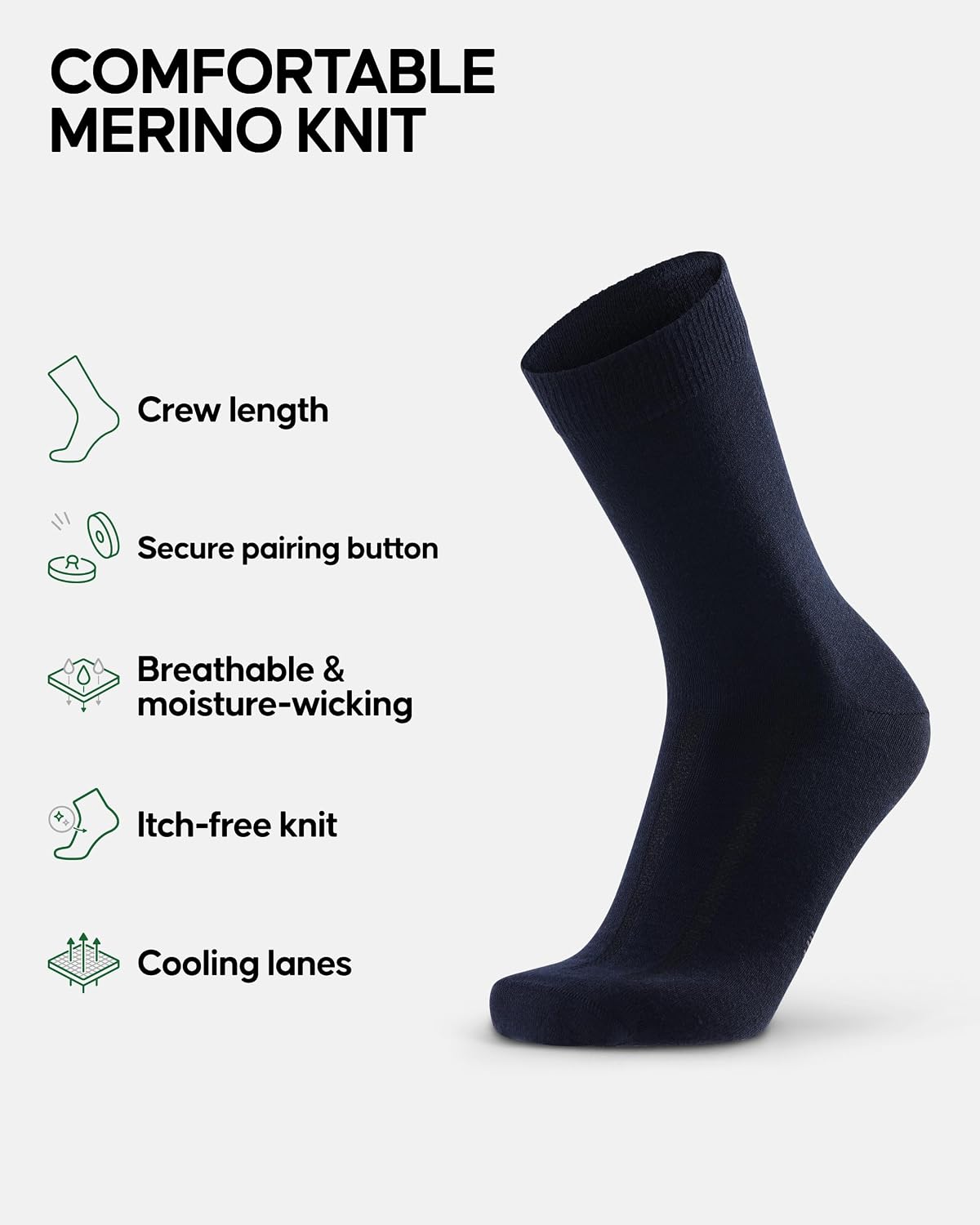 Thumbnail 1 de DANISH ENDURANCE Merino Wool Socks for Men with Pairing Button, 3 or 5 Pack