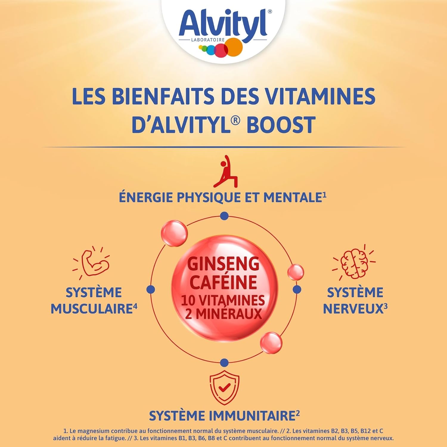 Detalle de Alvityl Boost comprimés effervescents ginseng et caféine, 20 comprimés dès 15 ans
