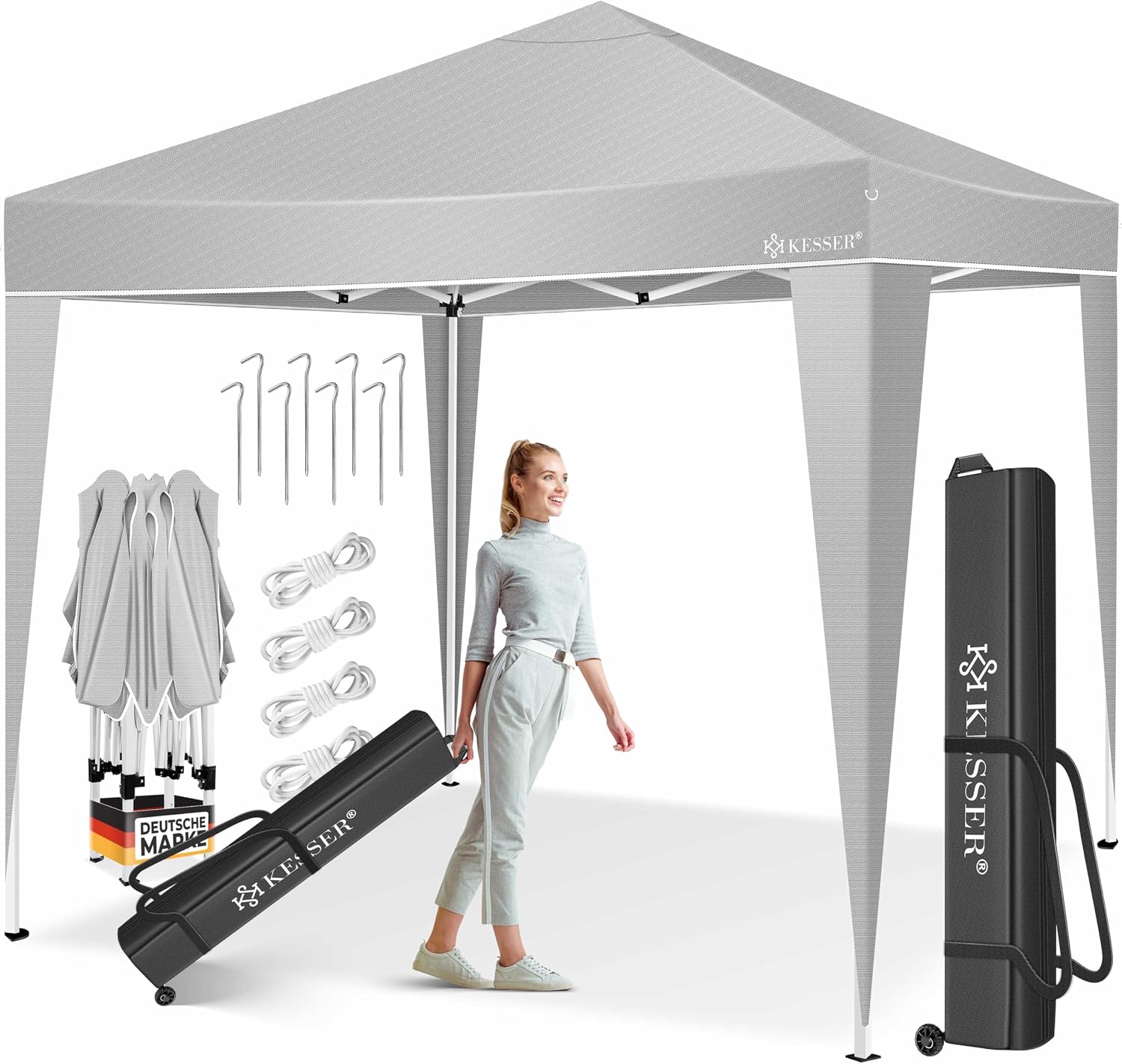 KESSER Pavillon Faltpavillon 3x3m – stabil, höhenverstellbar, UV-Schutz 50+