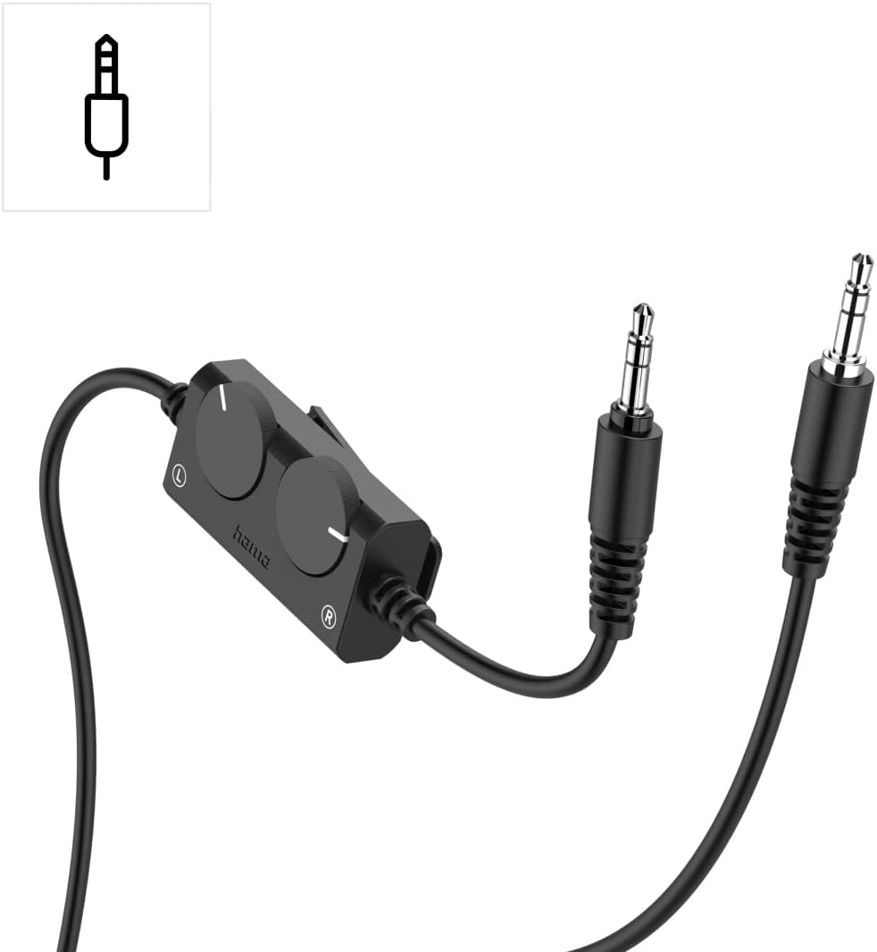 Thumbnail 4 de Hama TV-Kopfhörer mit Kabel, 6 m – verstellbarer Over-Ear mit Lautstärkeregelung (3,5 mm + 6,35 mm), schwarz